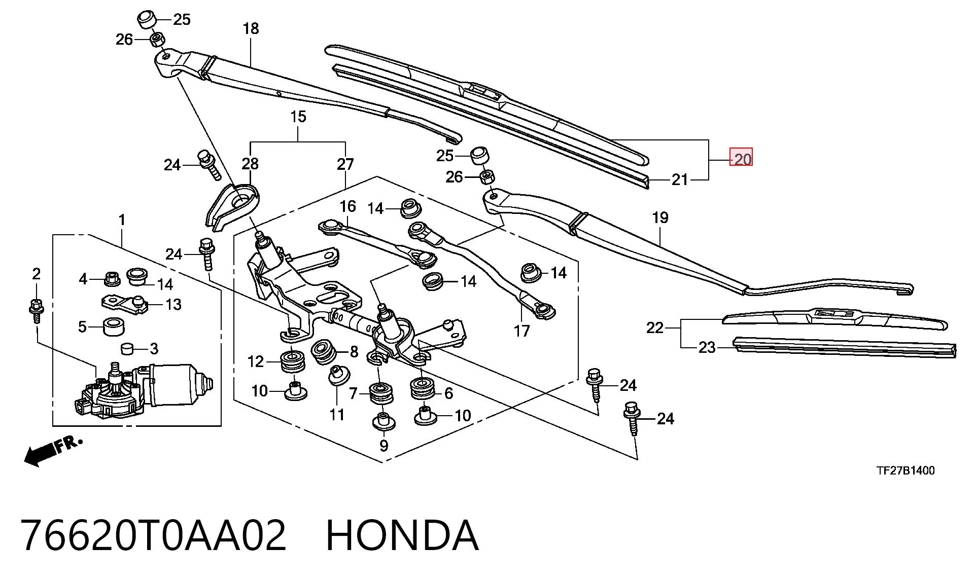 76620T0AA02 Honda Limpiaparabrisas delantera