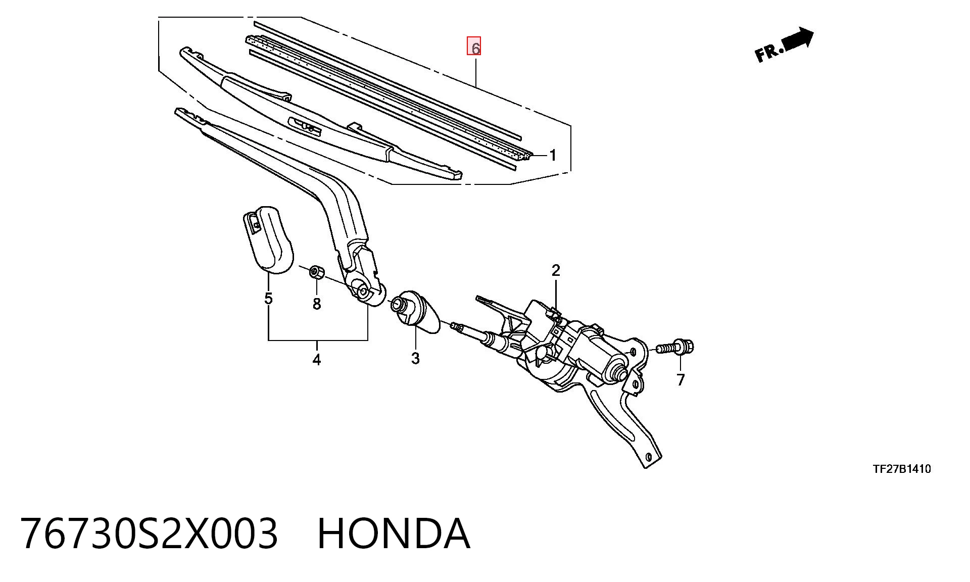 76730S2X003 Honda Limpiaparabrisas trasero