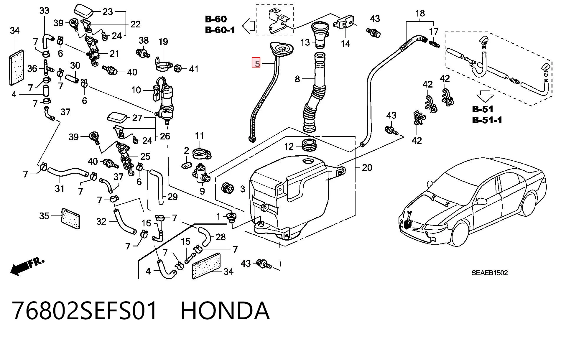 76802SEFS01 Honda Botella limpiaparabrisas