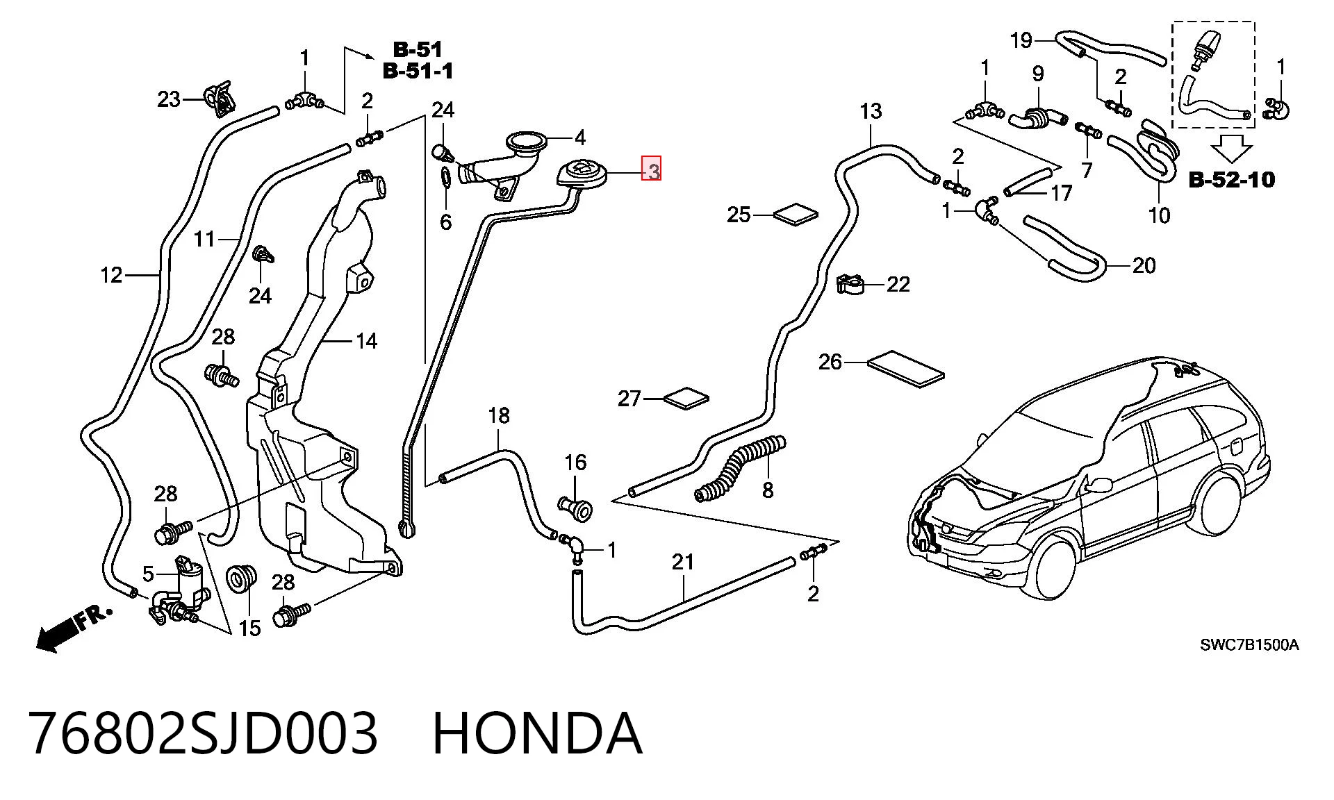 76802SJD003 Honda Botella limpiaparabrisas
