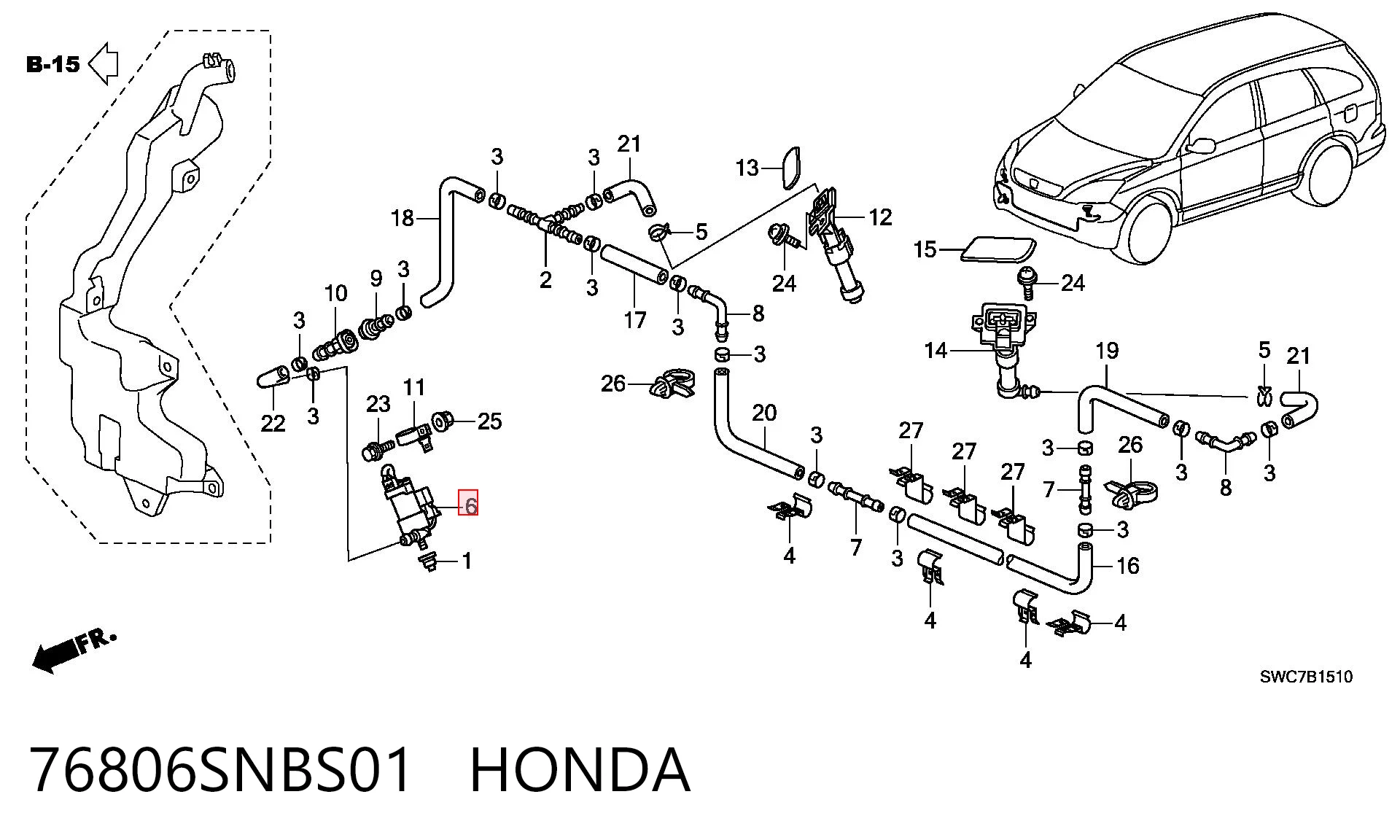 76806SNBS01 Honda Bomba-motor de lavafaros