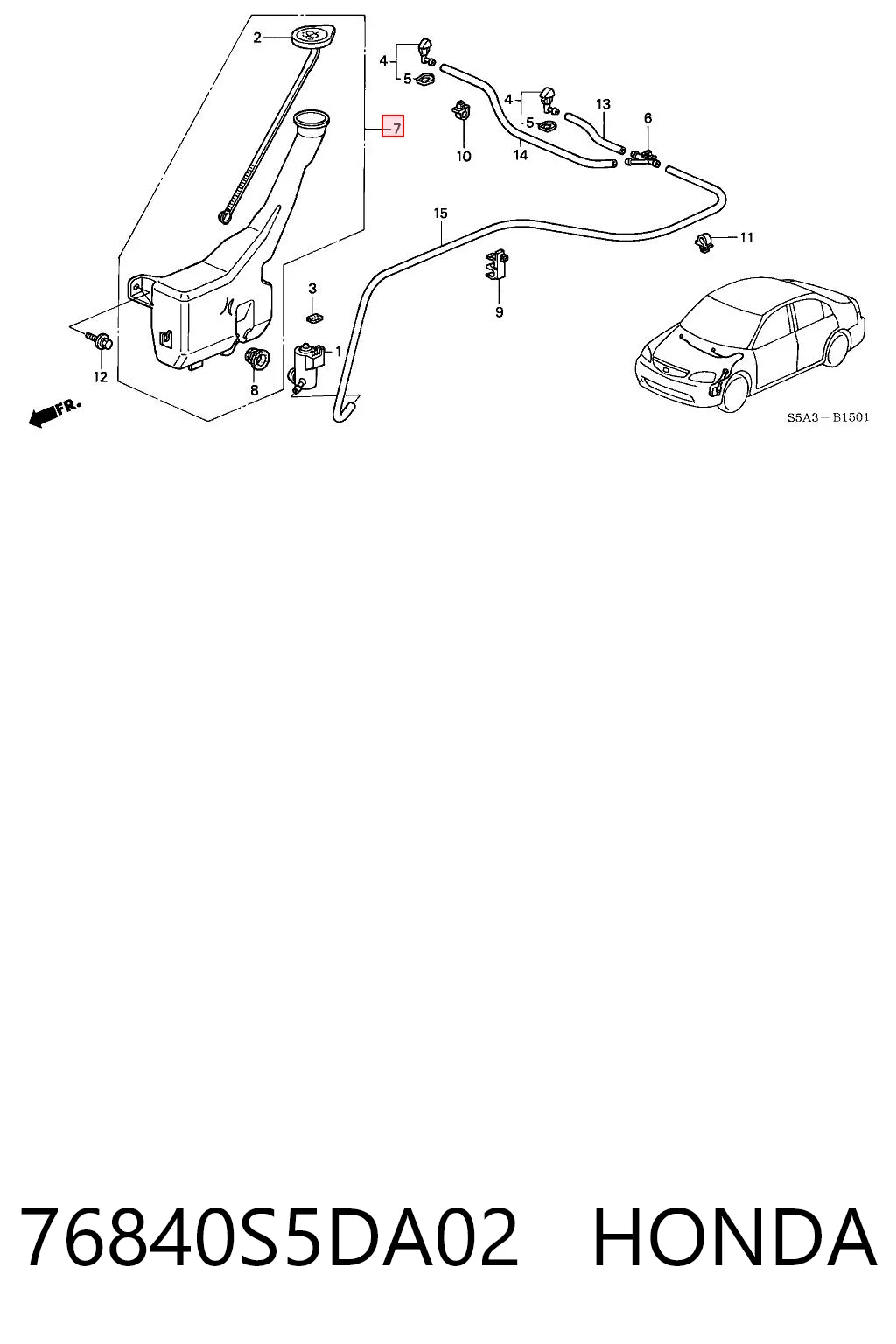 Depósito de limpiaparabrisas para Honda Civic EU, EP, EV
