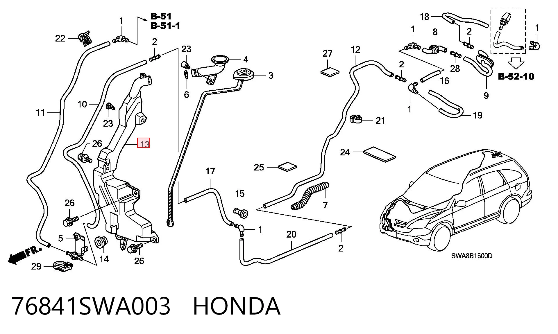 Botella limpiaparabrisas para Honda CR-V III RE