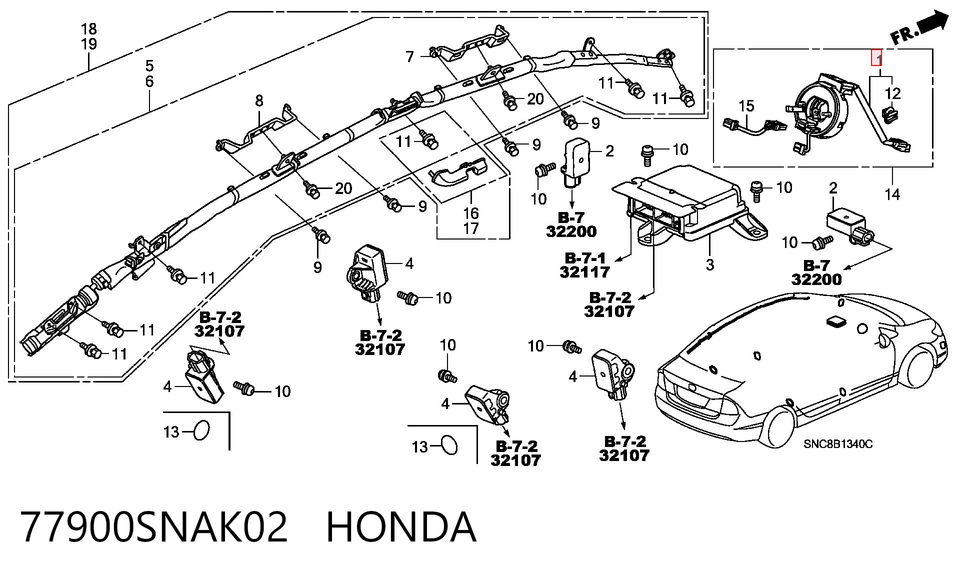 77900SNAK02 Honda Anillo de AIRBAG 