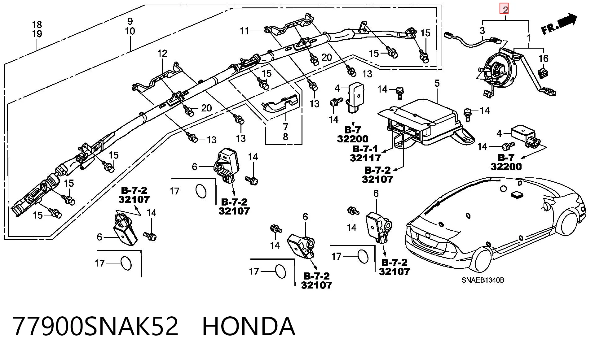 77900SNAK52 Honda Anillo de AIRBAG 