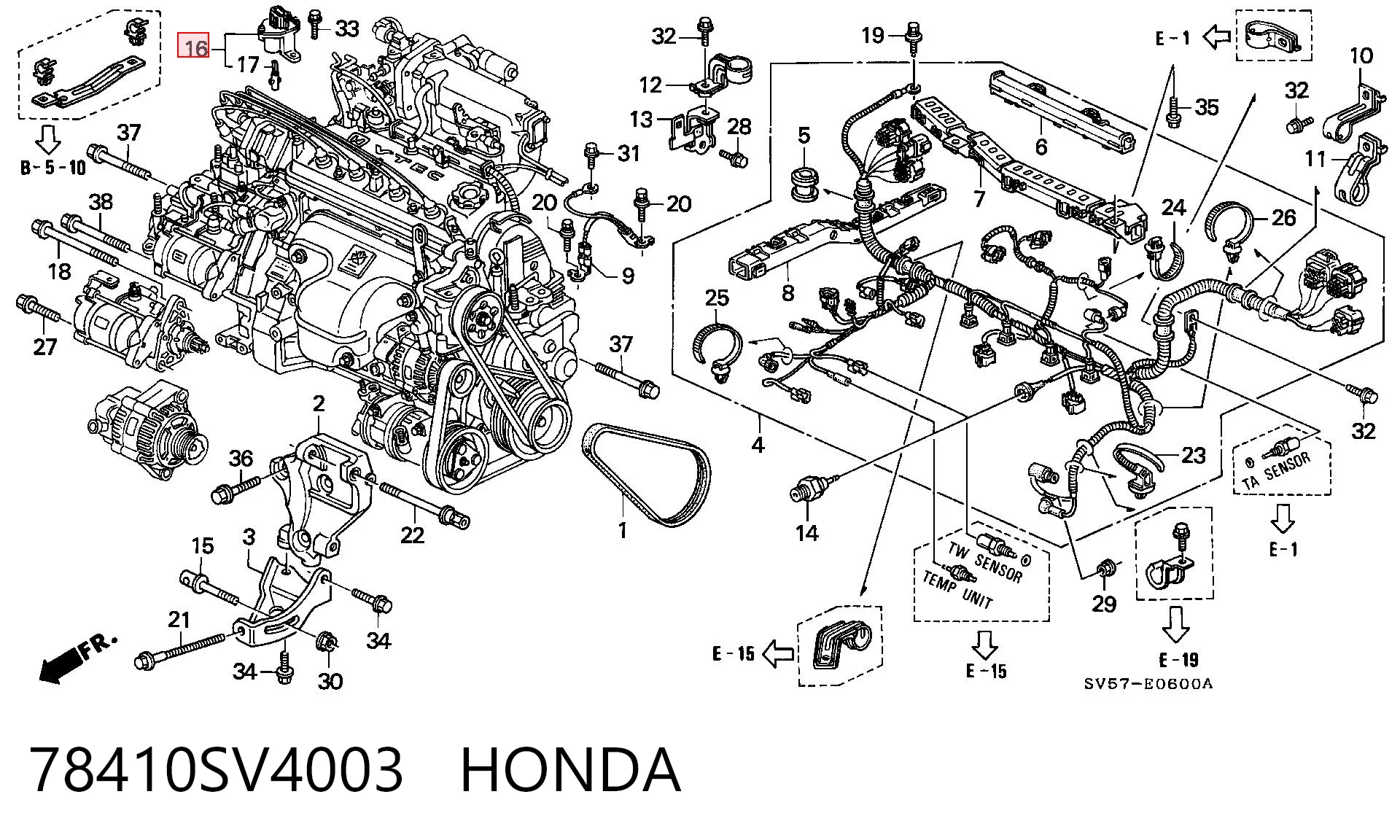 78410SV4003 Honda Captador de velocidad