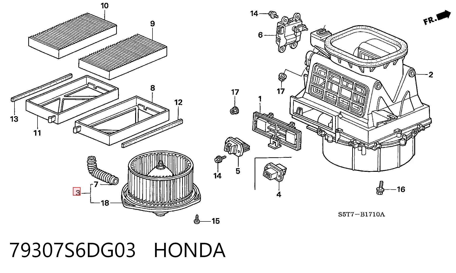 79307S6DG03 Honda Ventilador de habitáculo