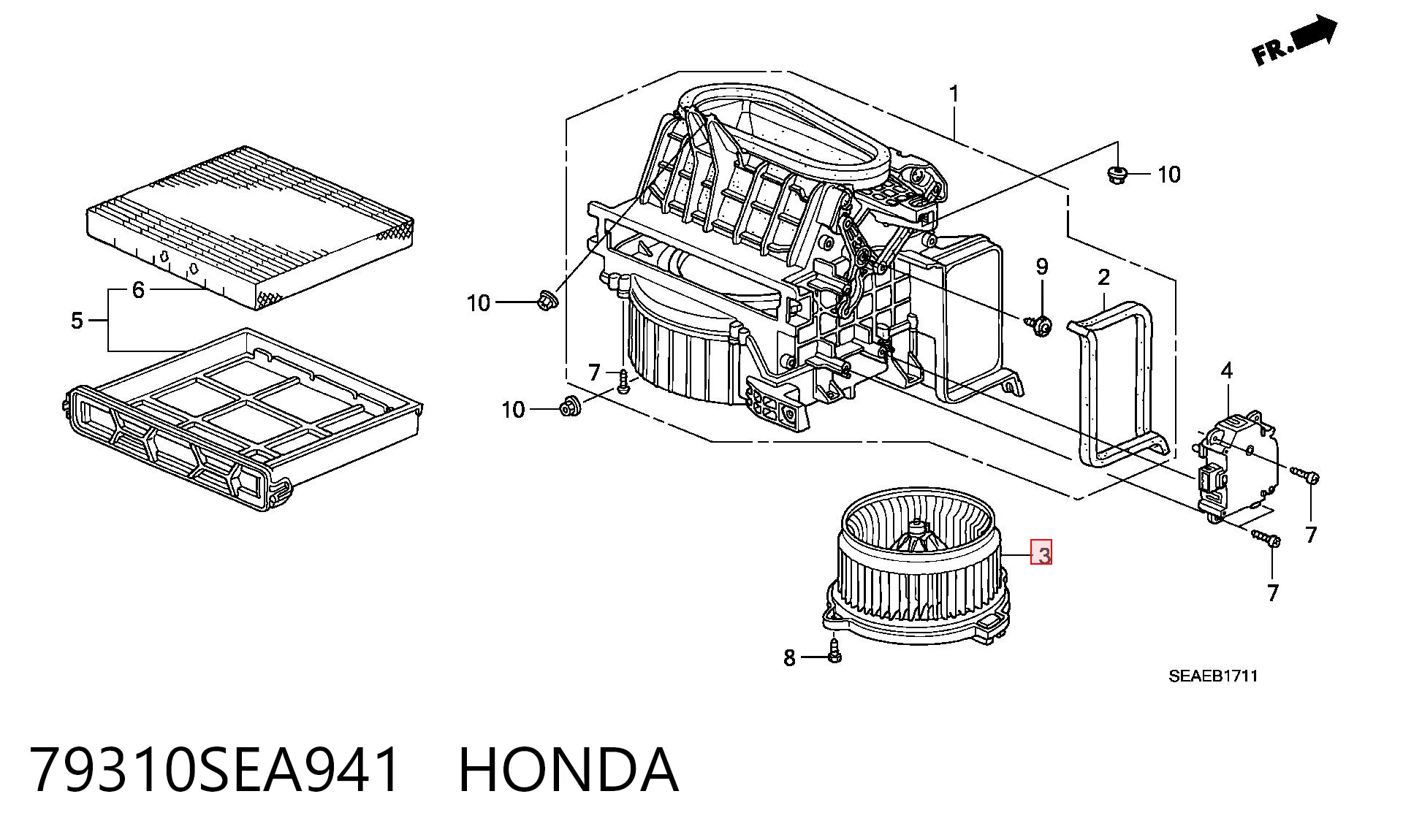 79310SEA941 Honda Ventilador de habitáculo