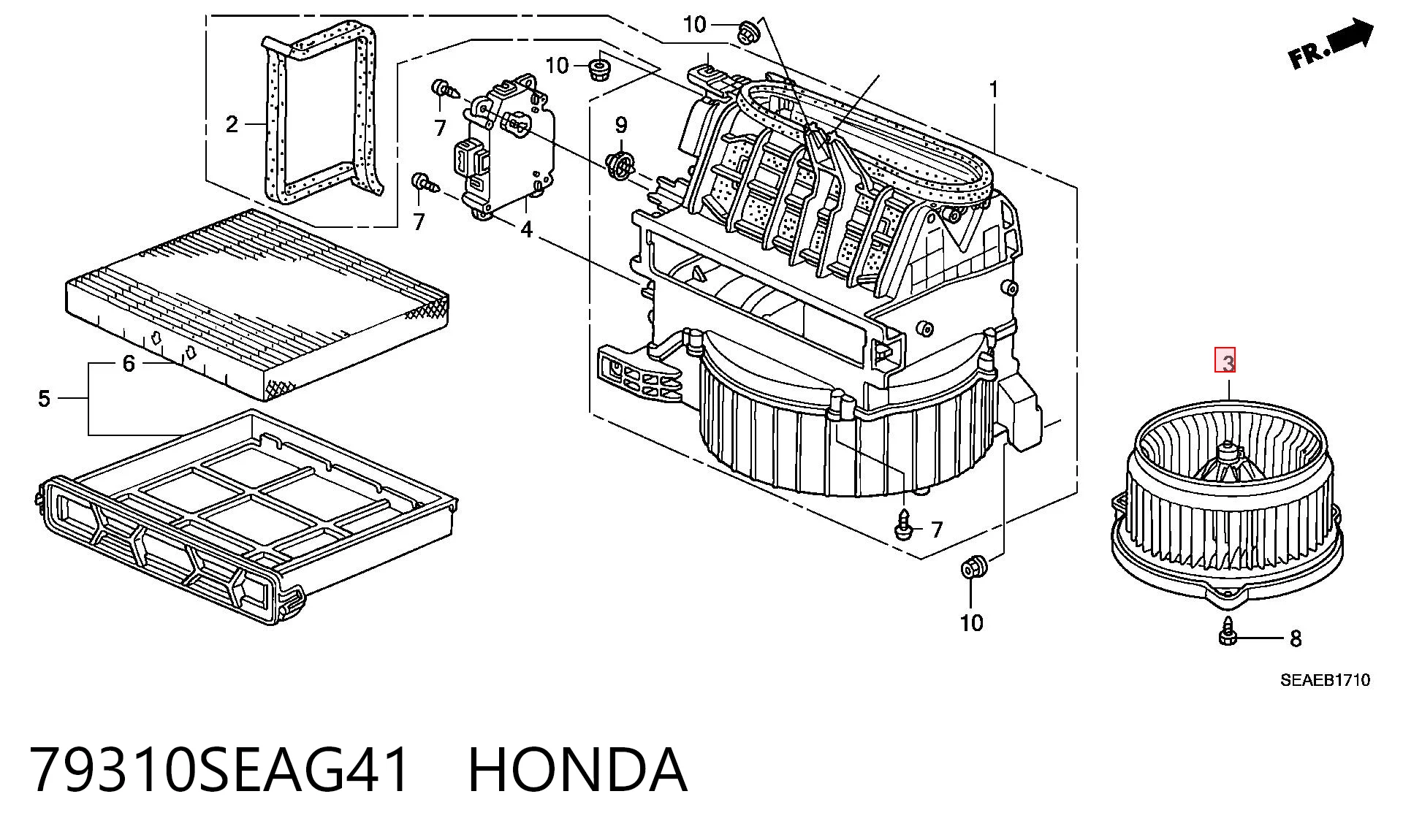 79310SEAG41 Honda Ventilador de habitáculo