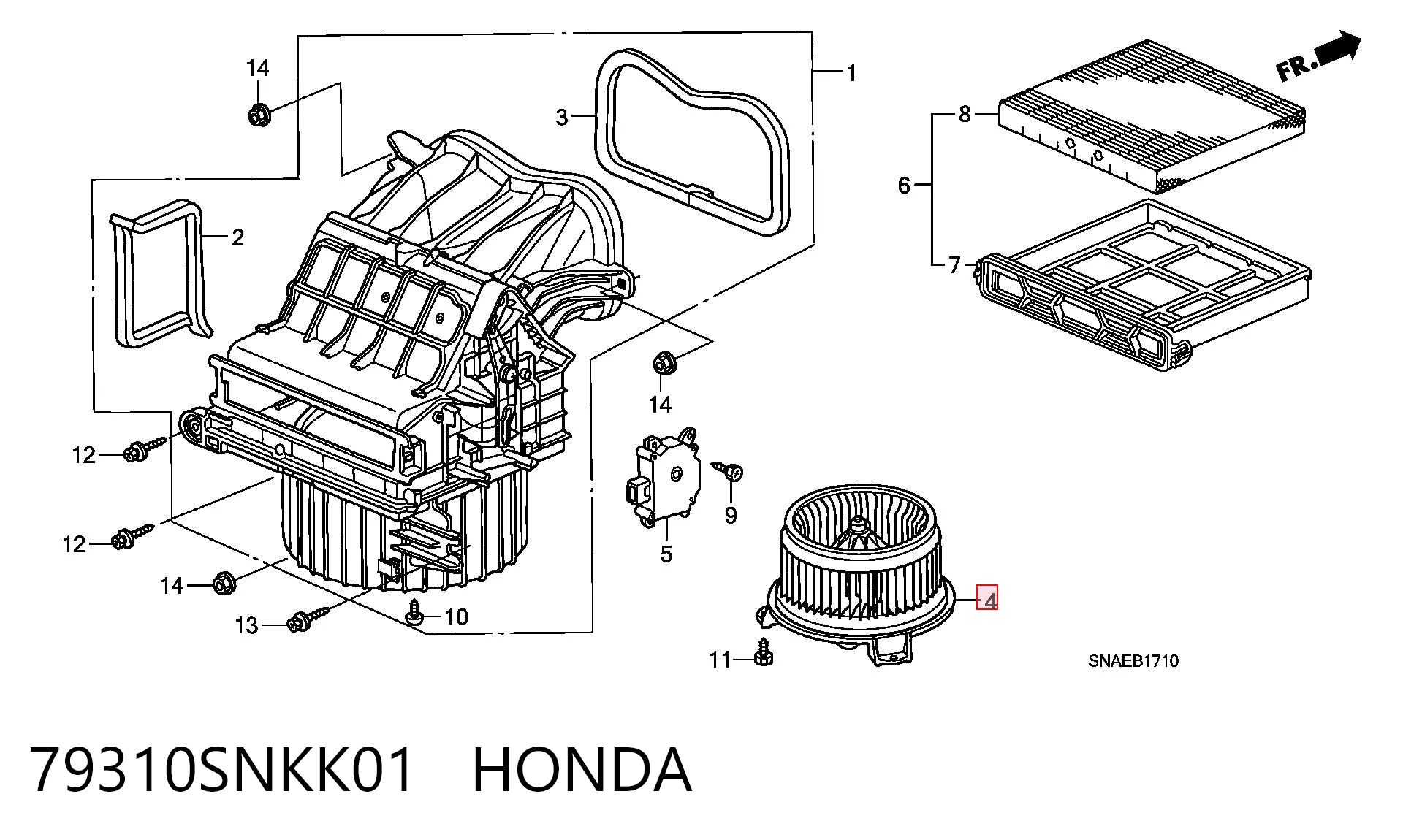 79310SNKK01 Honda Ventilador de habitáculo