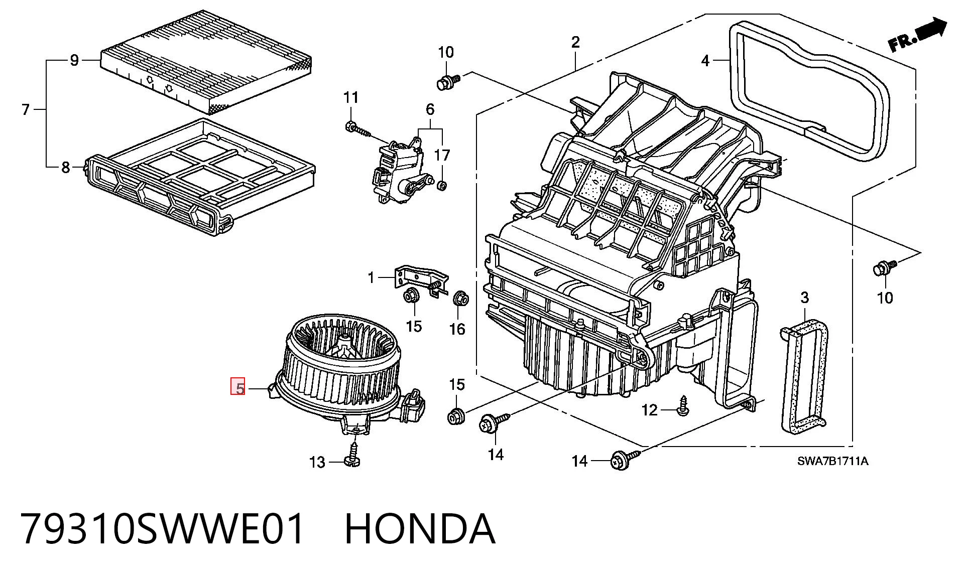 79310SWWE01 Honda Ventilador de habitáculo