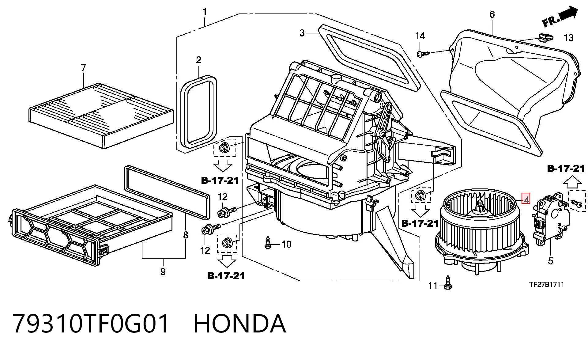 79310TF0G01 Honda Ventilador de habitáculo