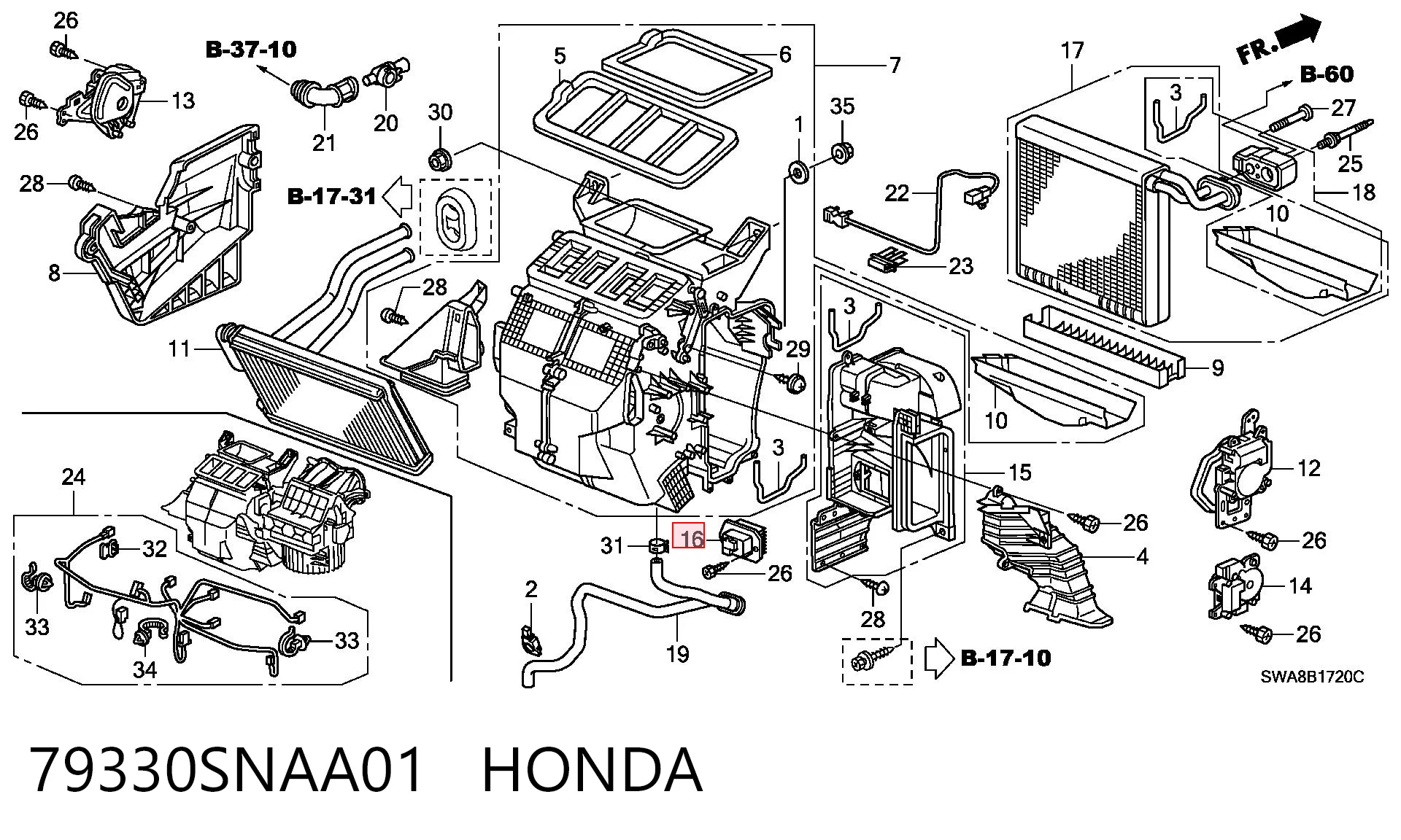 79330SNAA01 Honda Resistencia de calefacción