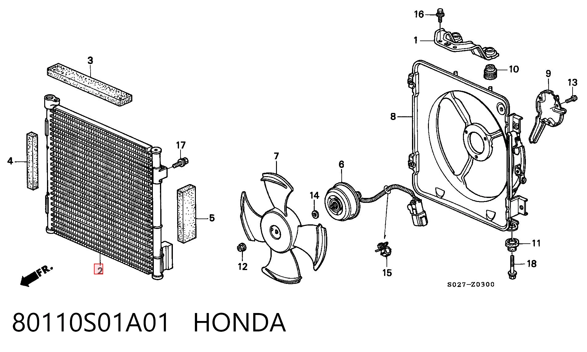 80110S01A01 Honda Radiador de aire acondicionado