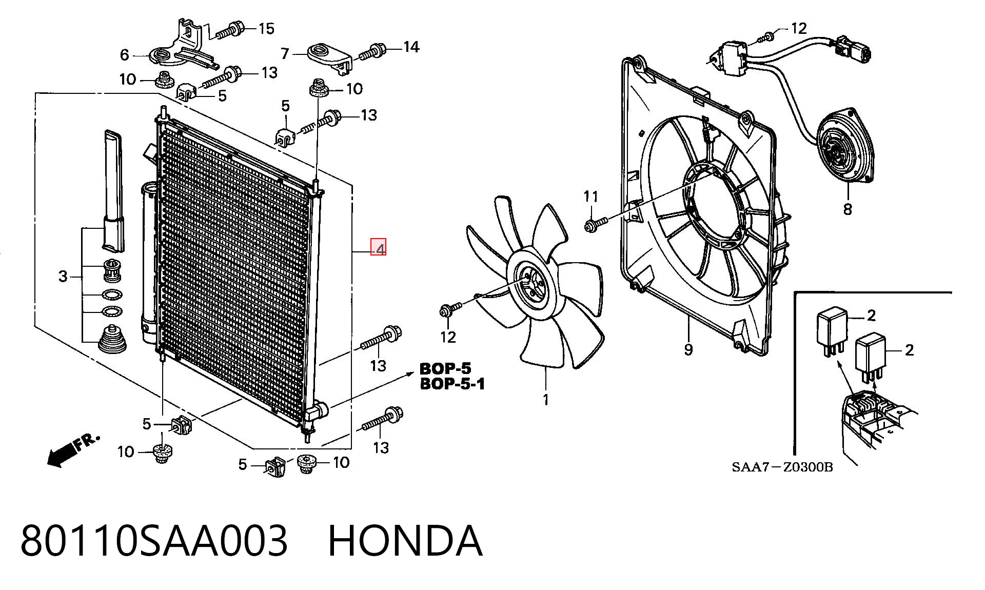 Condensador de aire acondicionado 80110SAA003 HONDA