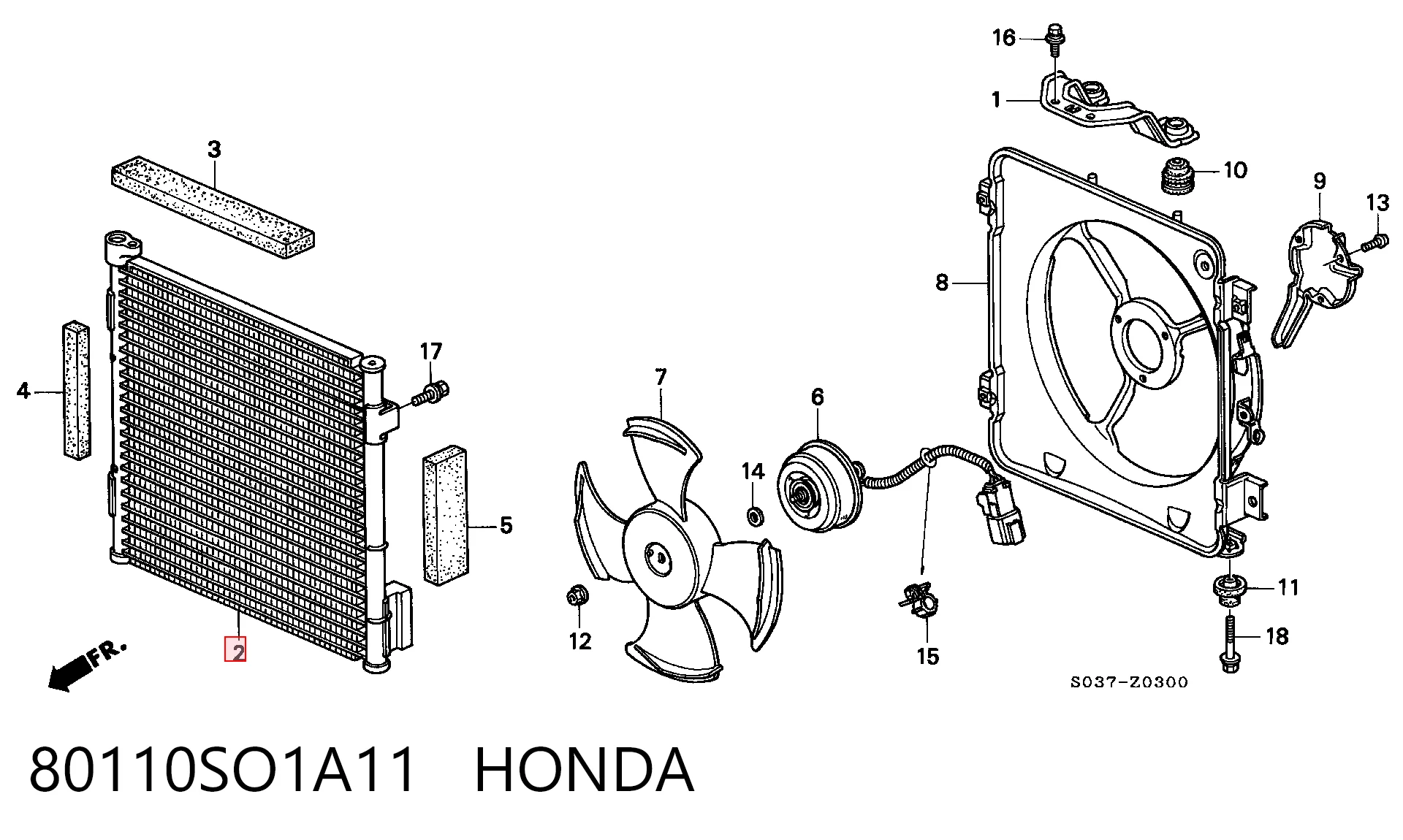 80110SO1A11 Honda Radiador de aire acondicionado