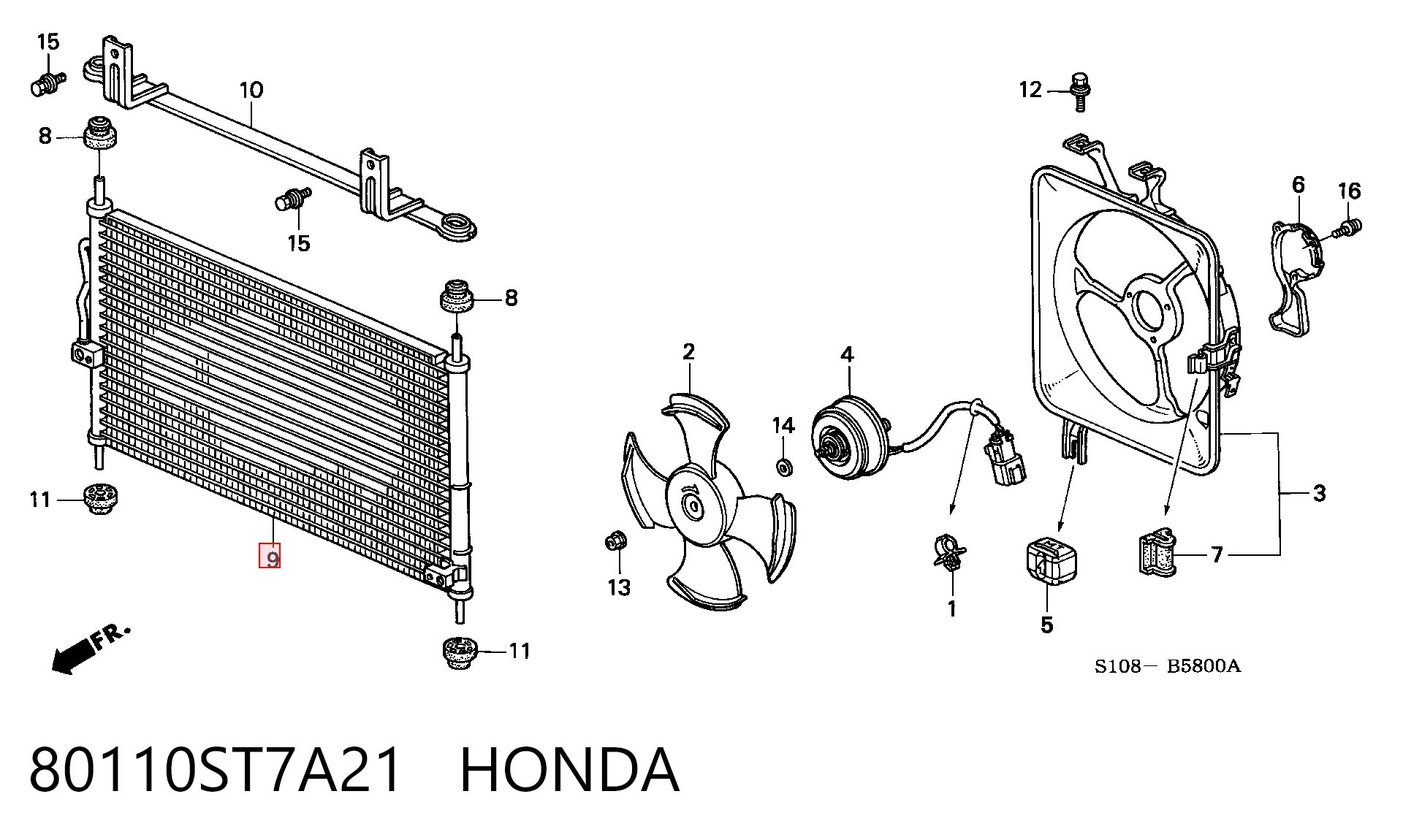 Radiador de aire acondicionado Honda CR-V  (1995-2002)