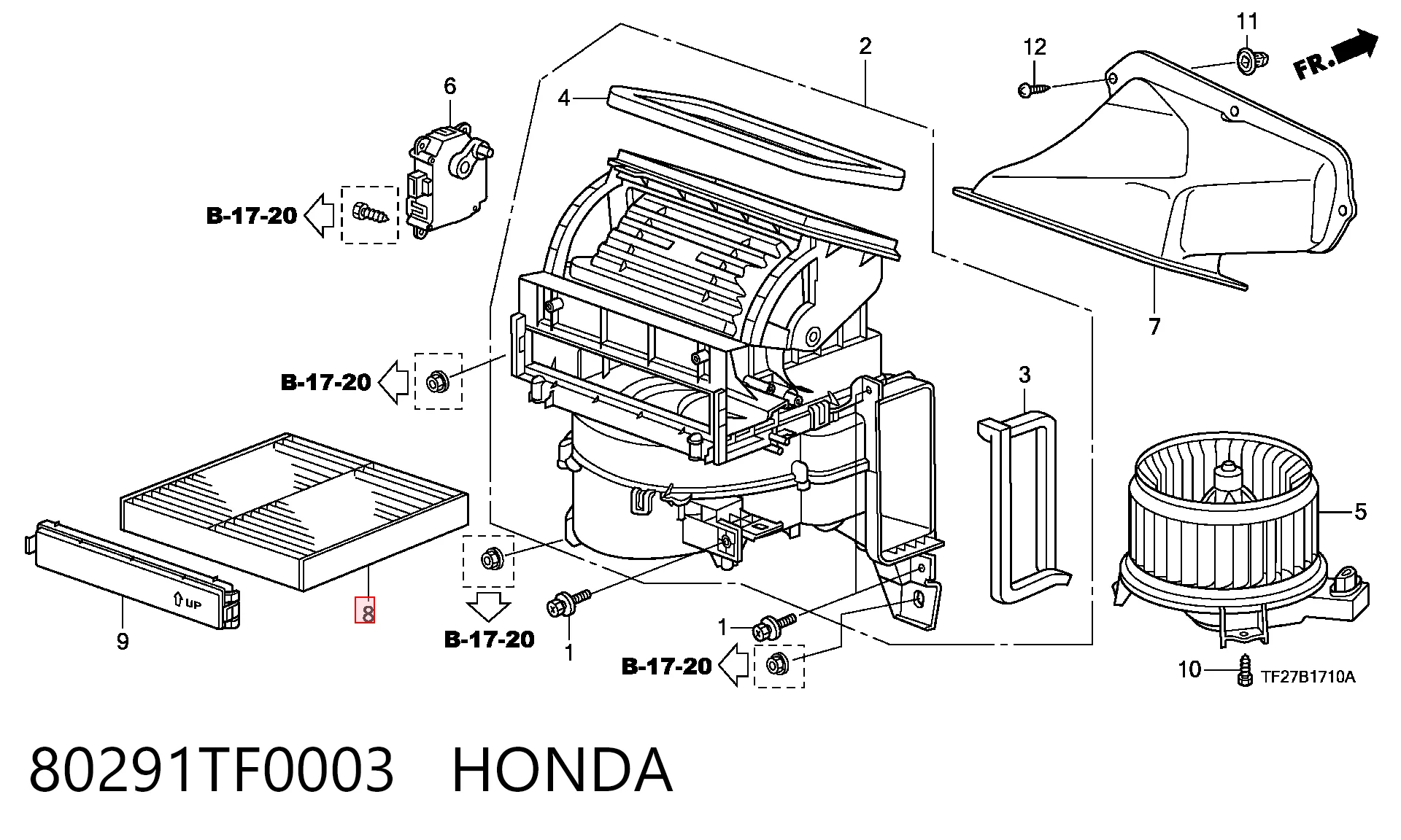 Filtro de habitáculo 80291TF0003 HONDA