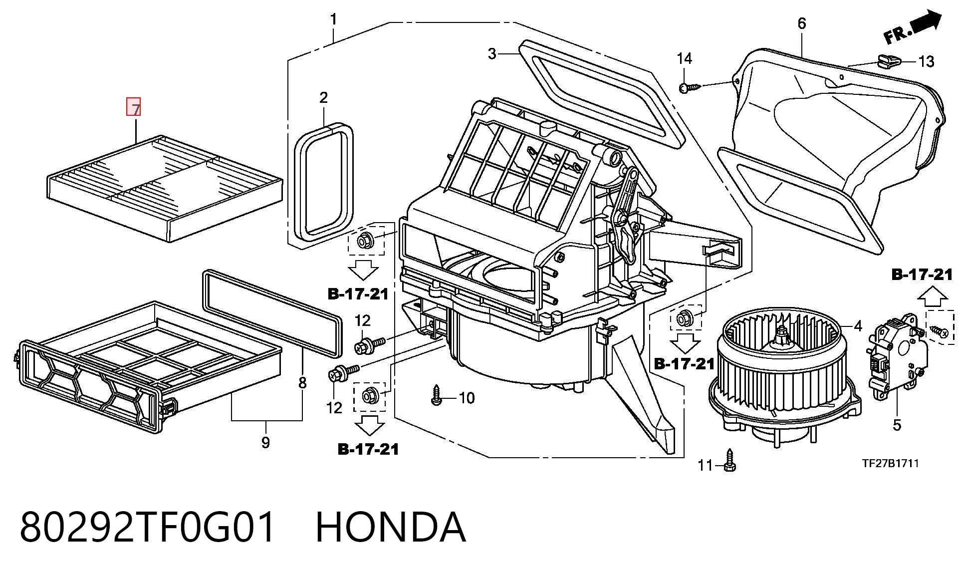 80292TF0G01 Honda Filtro antipolen