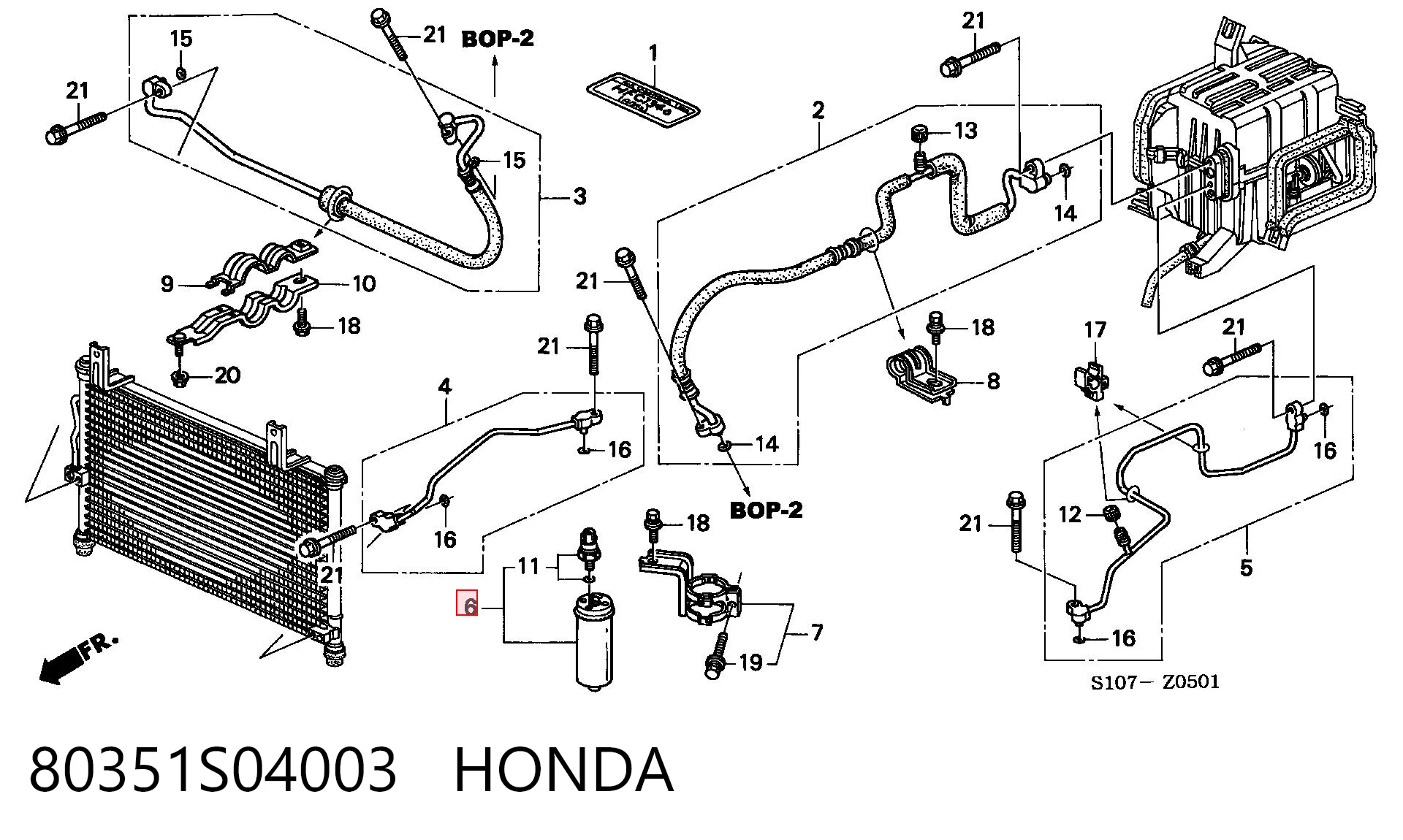 80351S04003 Honda Filtro deshidratante aire acondicionado