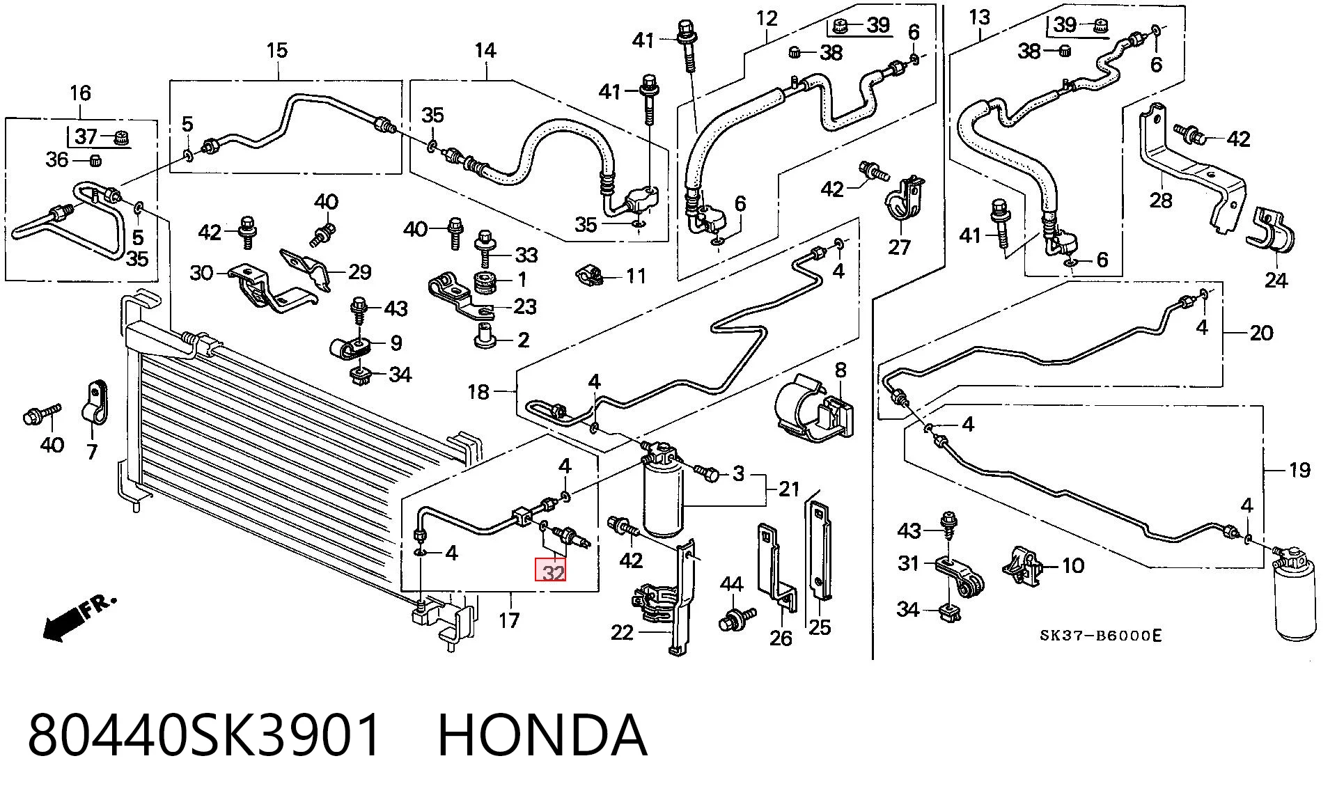 80440SK3901 Honda Sensor de baja presion aire acondicionado