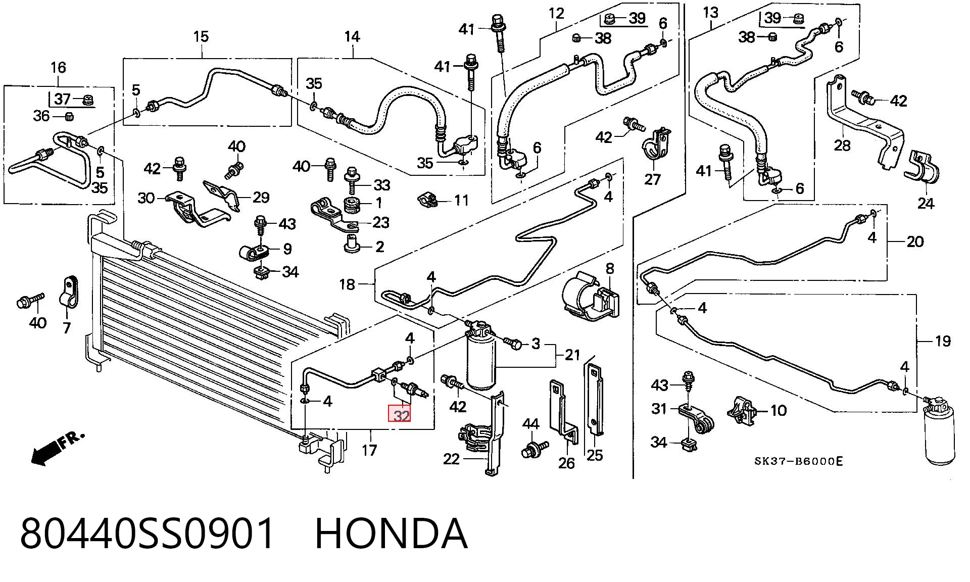 80440SS0901 Honda Sensor de baja presion aire acondicionado
