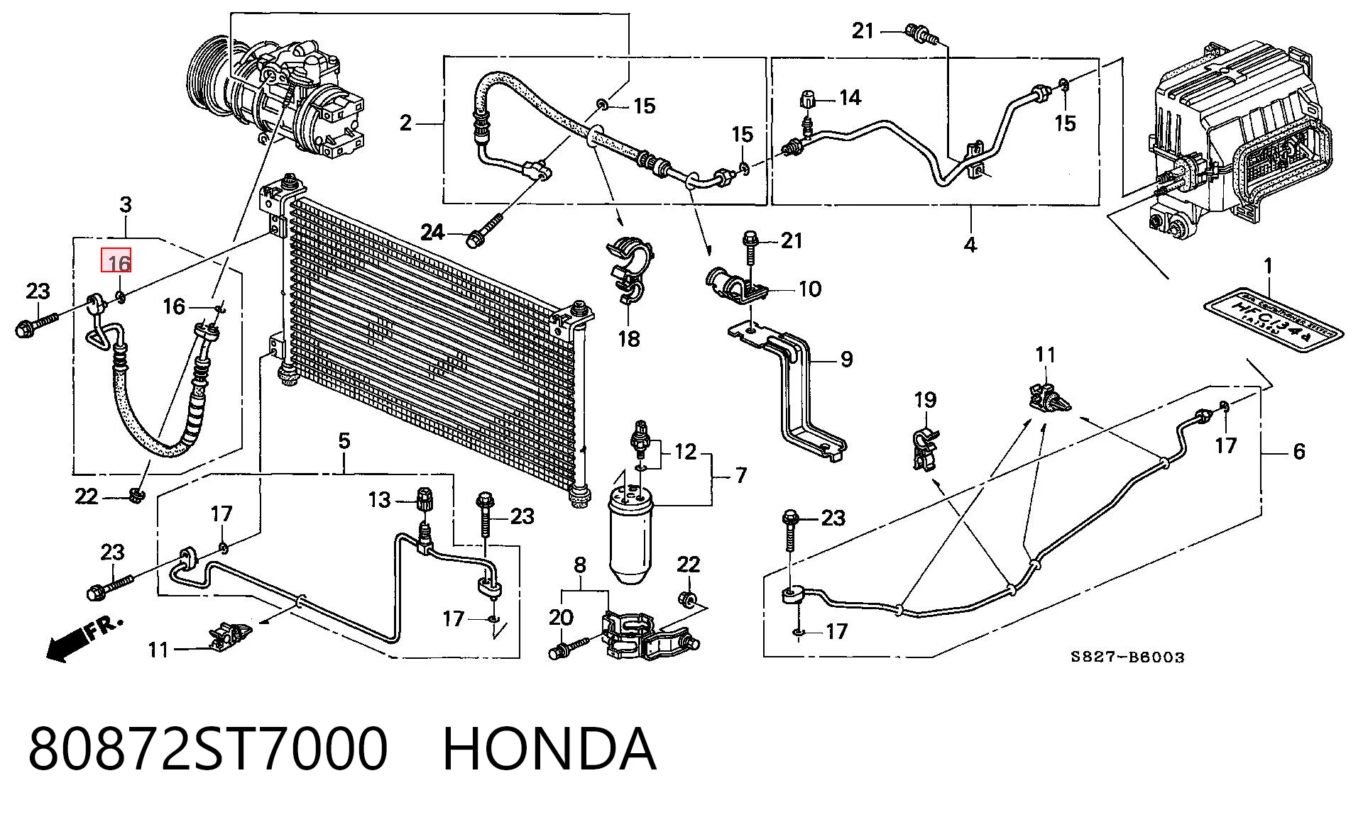 80872ST7000 Honda Anillo de sellado de tubería de aire acondicionado