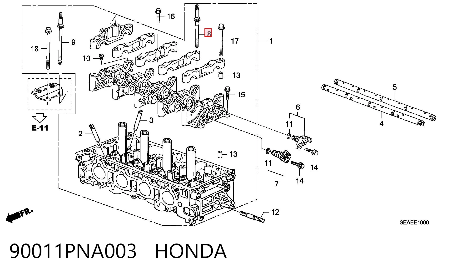 90011PNA003 Honda Perno de tapa de válvula de culata