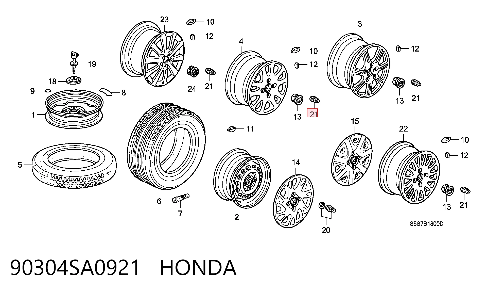 Tornillos para llantas Honda CR-V I