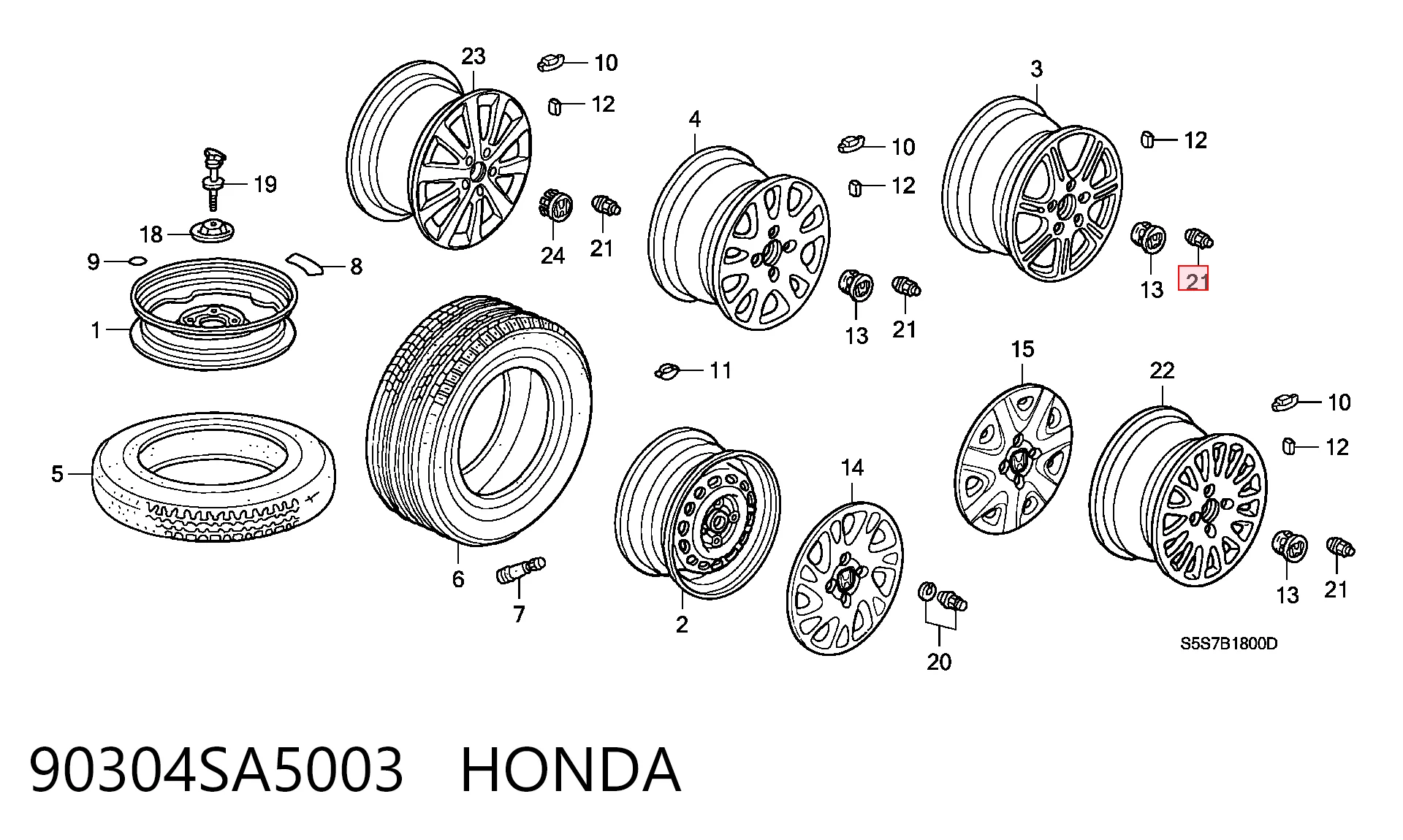 Perno de rueda para Honda CR-V I RD