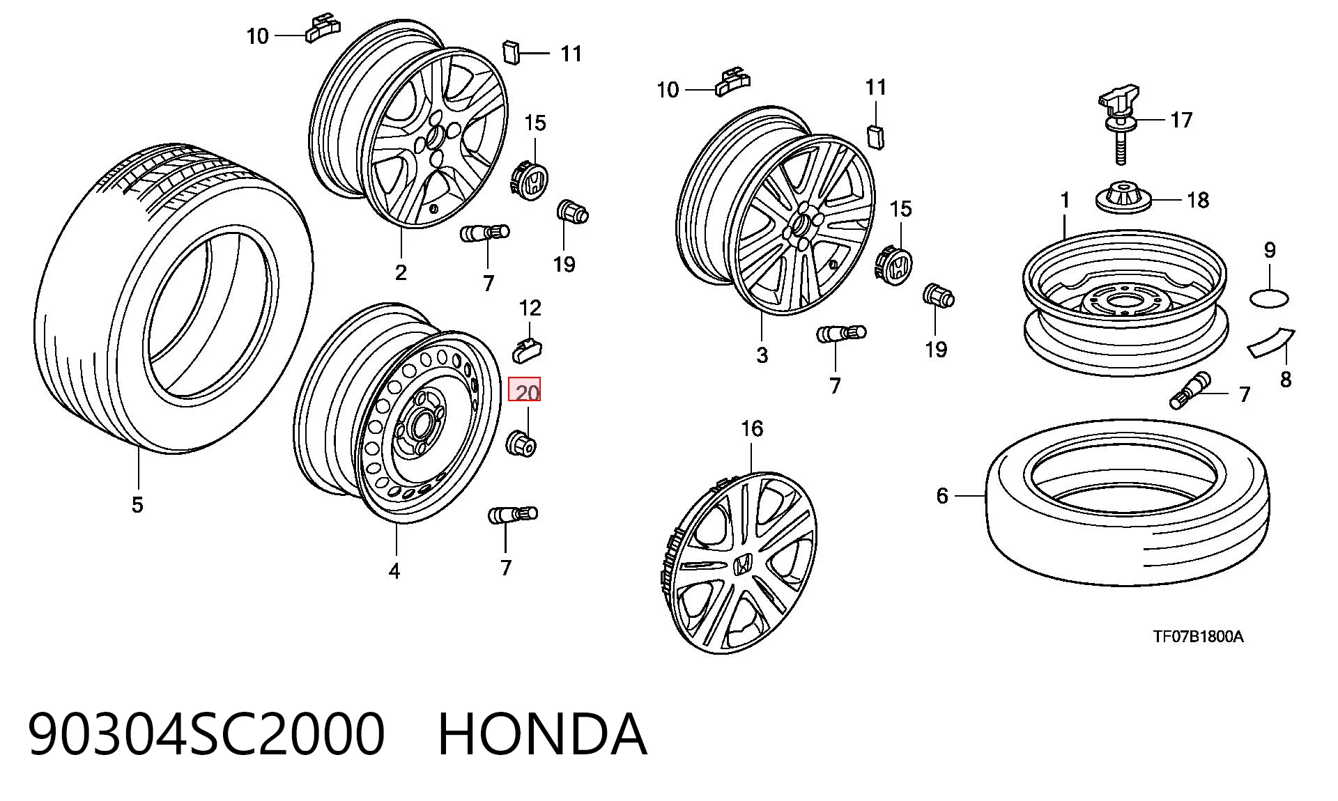 Comprar 90304SC2000 PLUS AFTERMARKET Tuerca de neumático