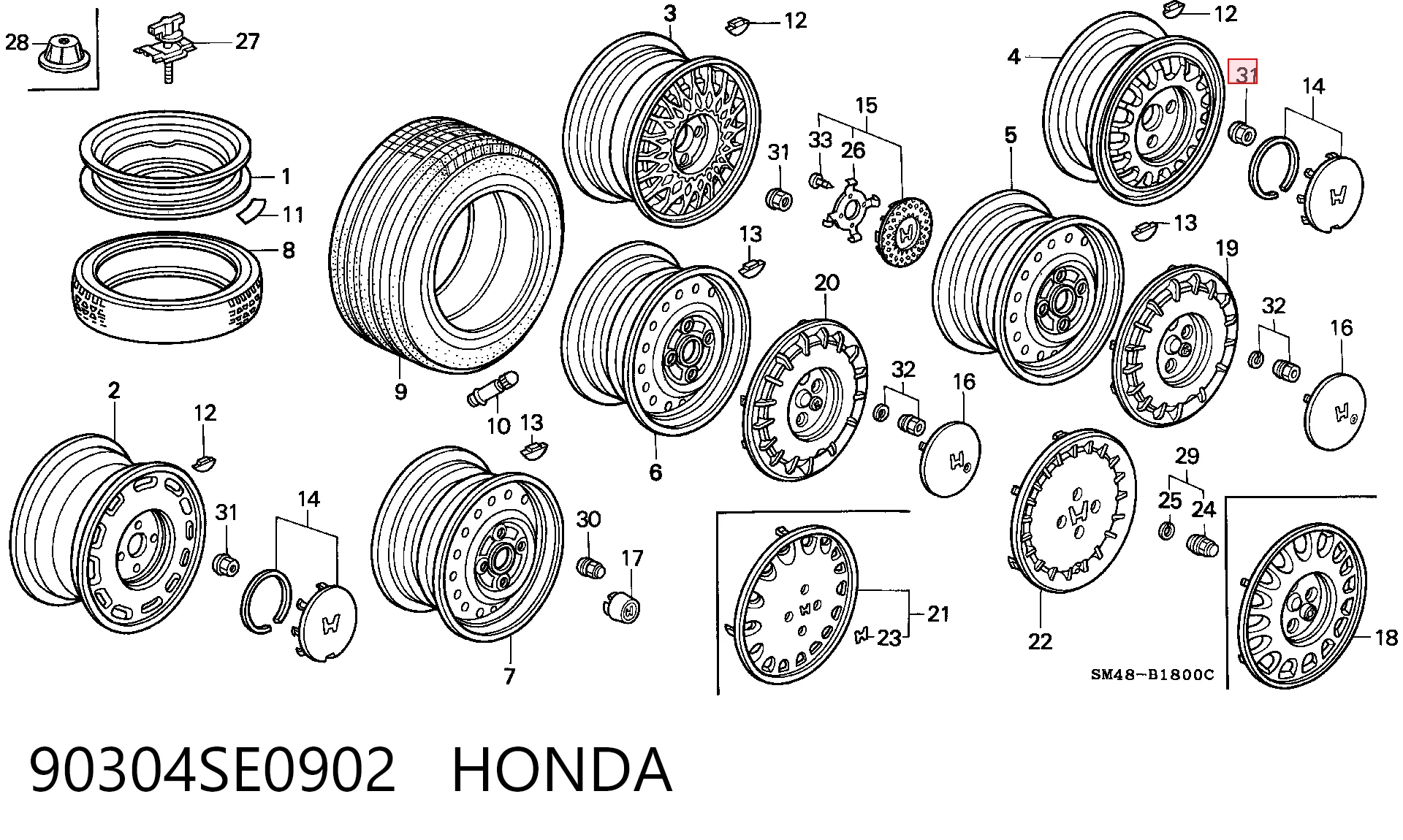 Perno de rueda Honda Jazz  (2002-2008)