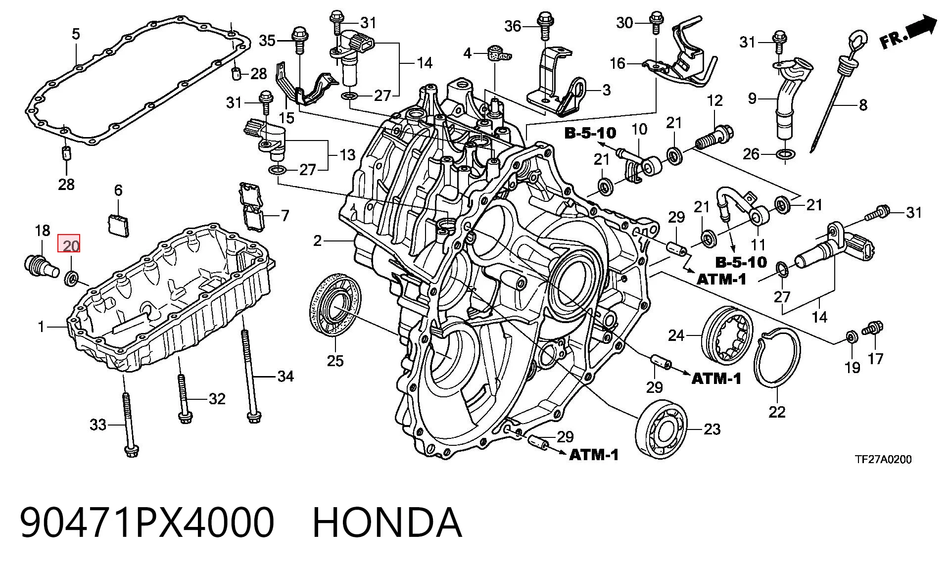 Junta del tapón del cárter de la transmisión automática para Honda Civic VI EJ6, EJ8