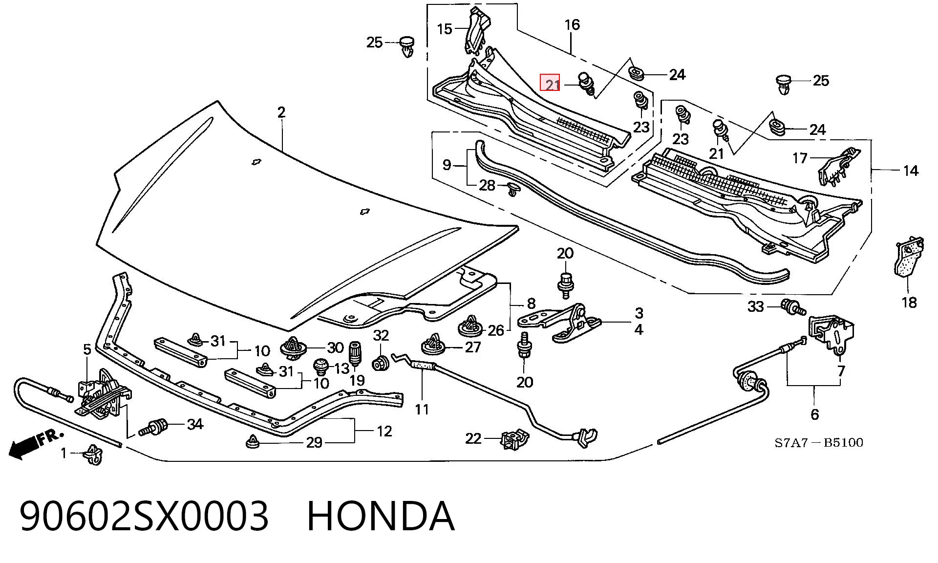 90602SX0003 Honda Parabrisas delantero 