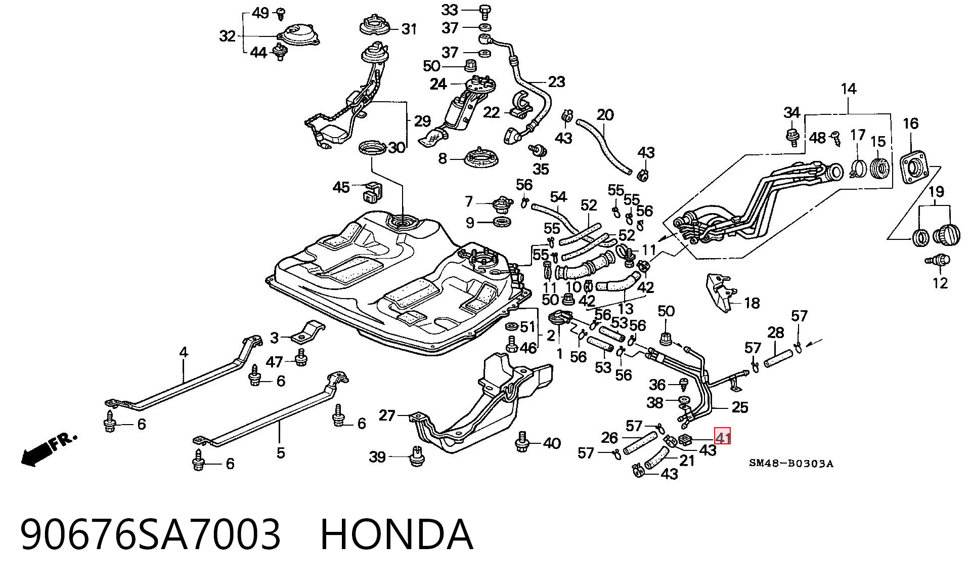 90676SA7003 Honda Clip de fijación del guardabarros delantero