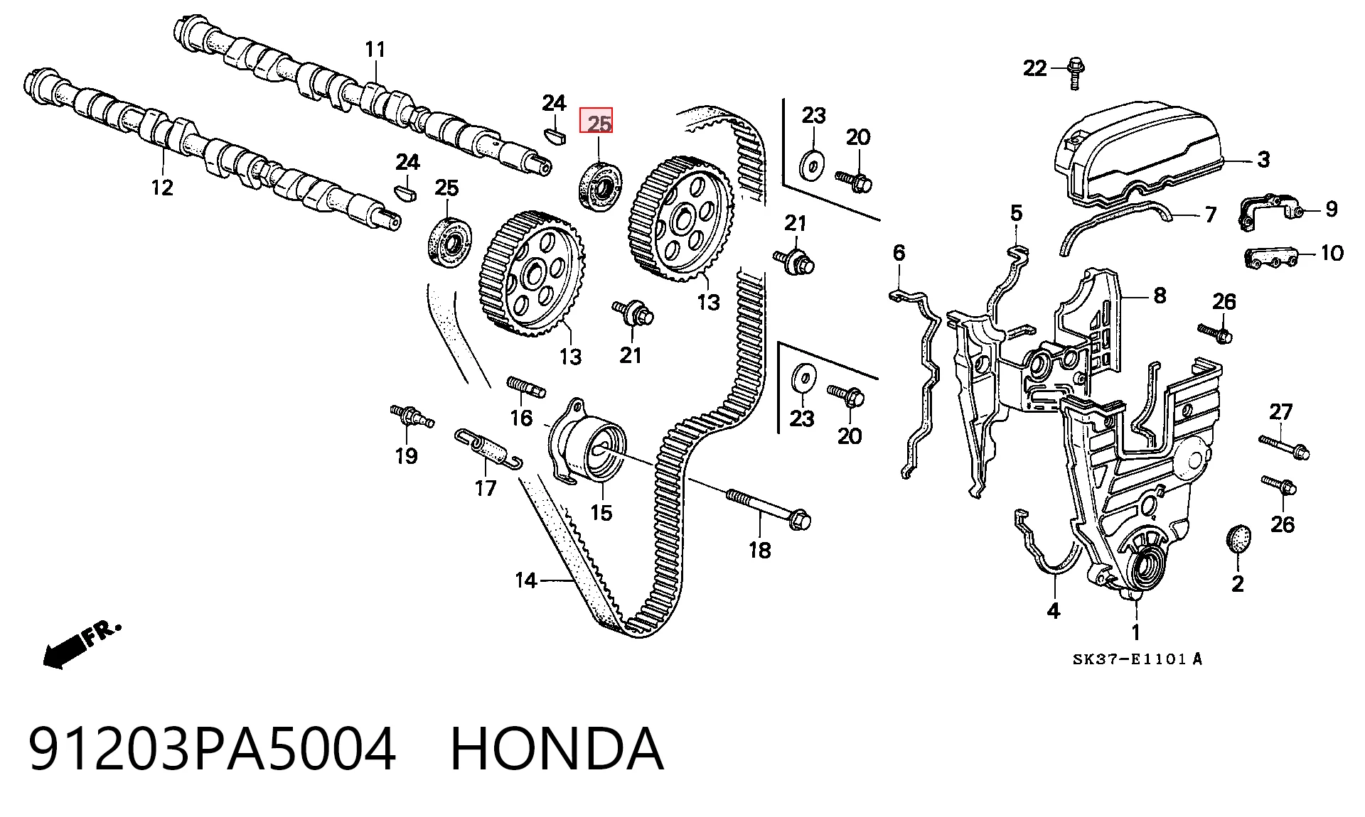 Anillo impermeable, árbol de levas Honda CR-V I