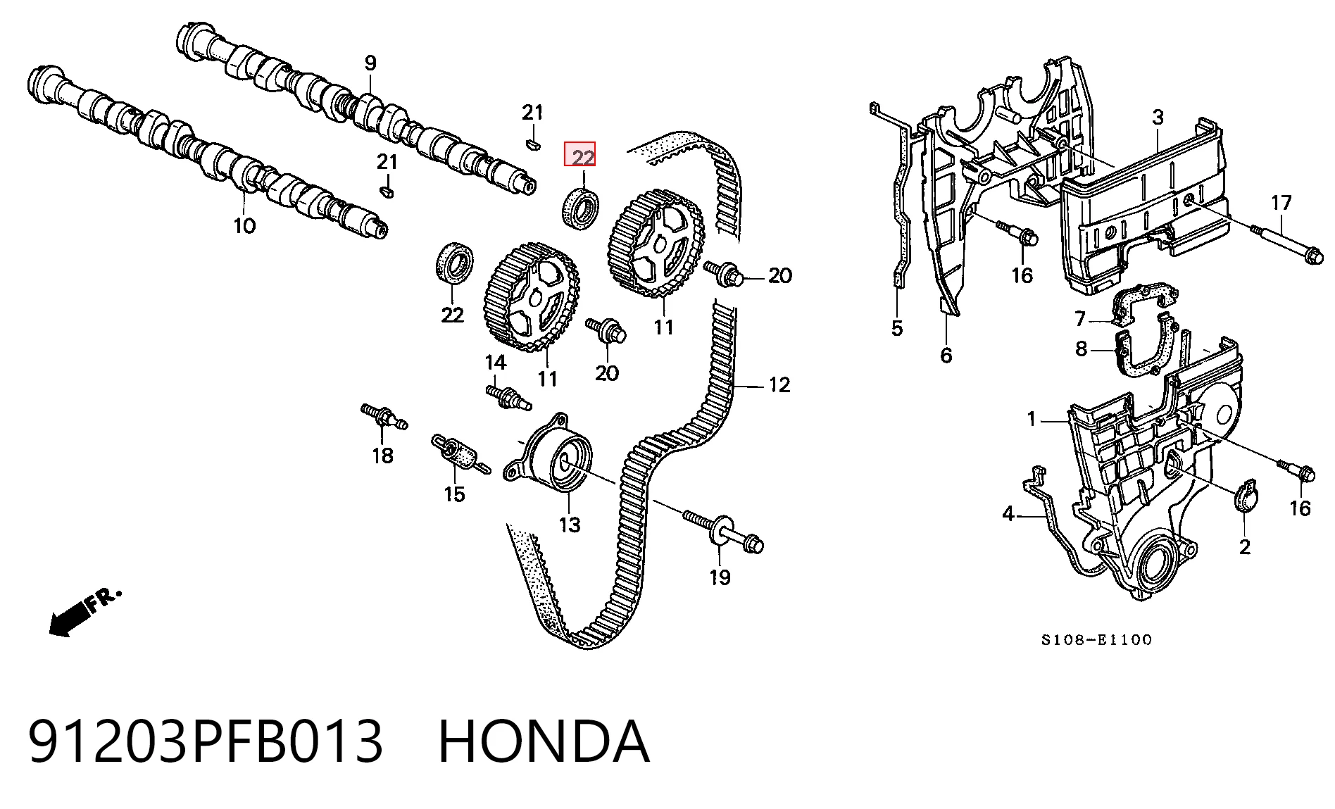 Anillo impermeable, árbol de levas Honda CR-V I