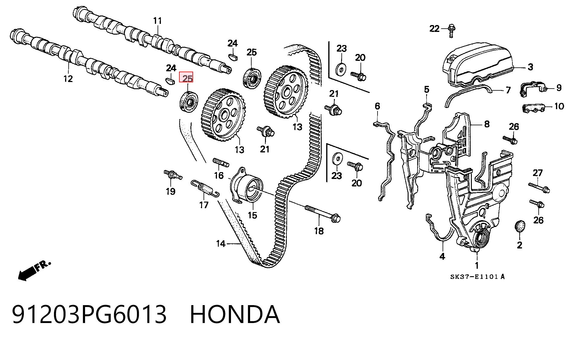 Retén, árbol de levas para Honda Civic EG, EH