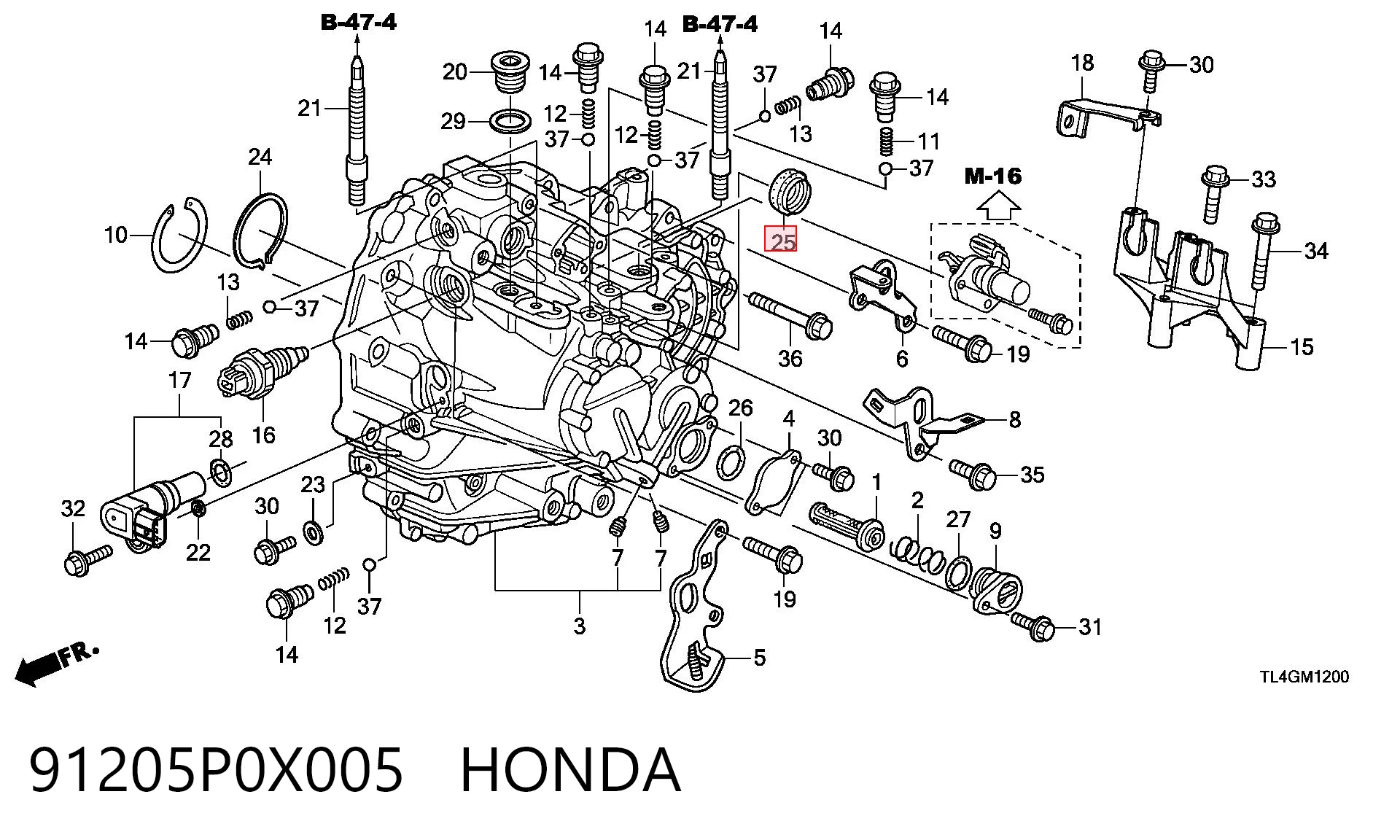 91205P0X005 Honda Retén del semieje delantero izquierdo