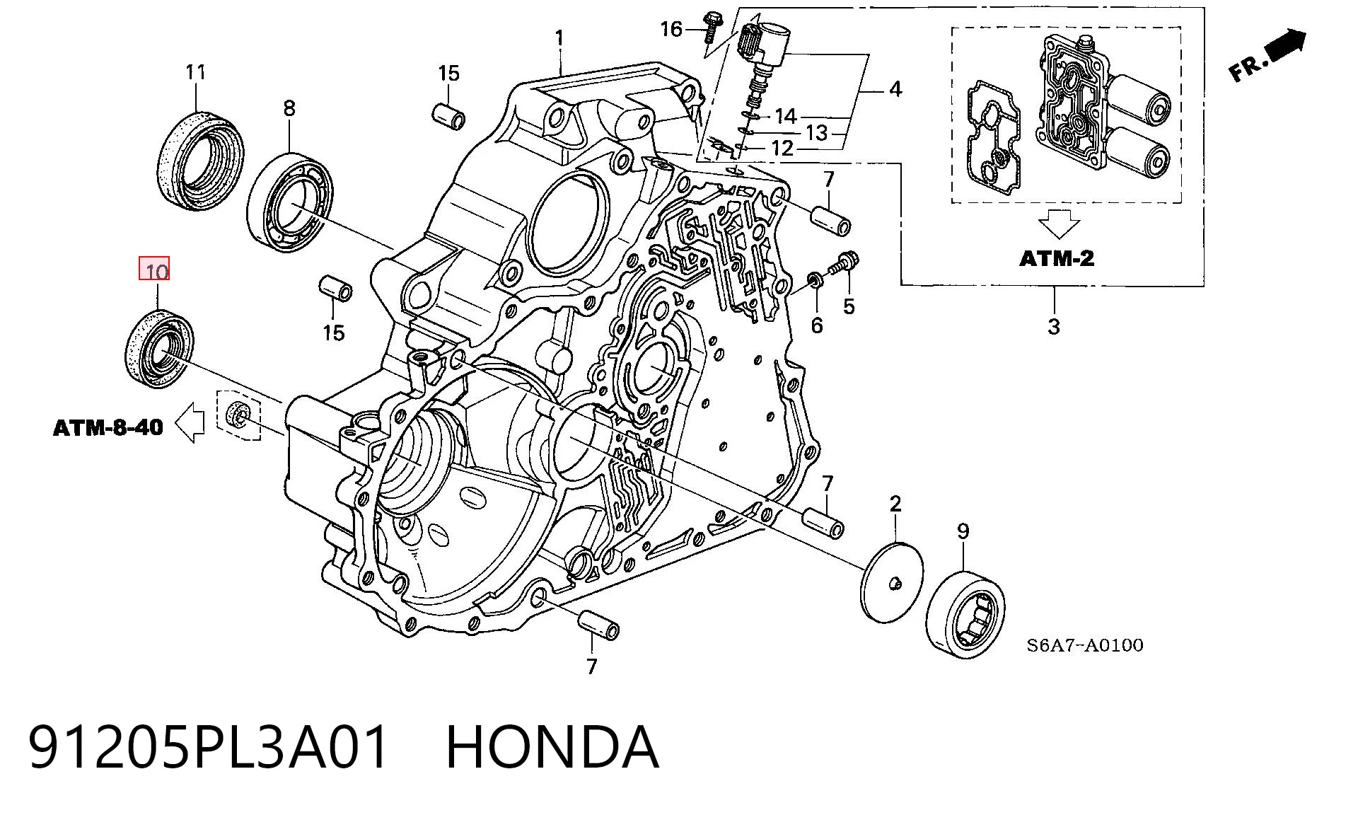 Retén del semieje delantero izquierdo 91206PE6003 Mazda