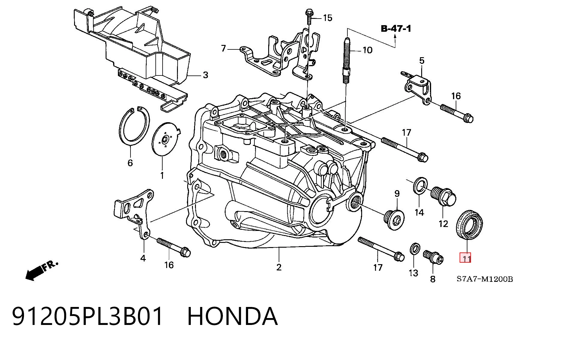 91205PL3B01 Honda Retén del semieje delantero izquierdo