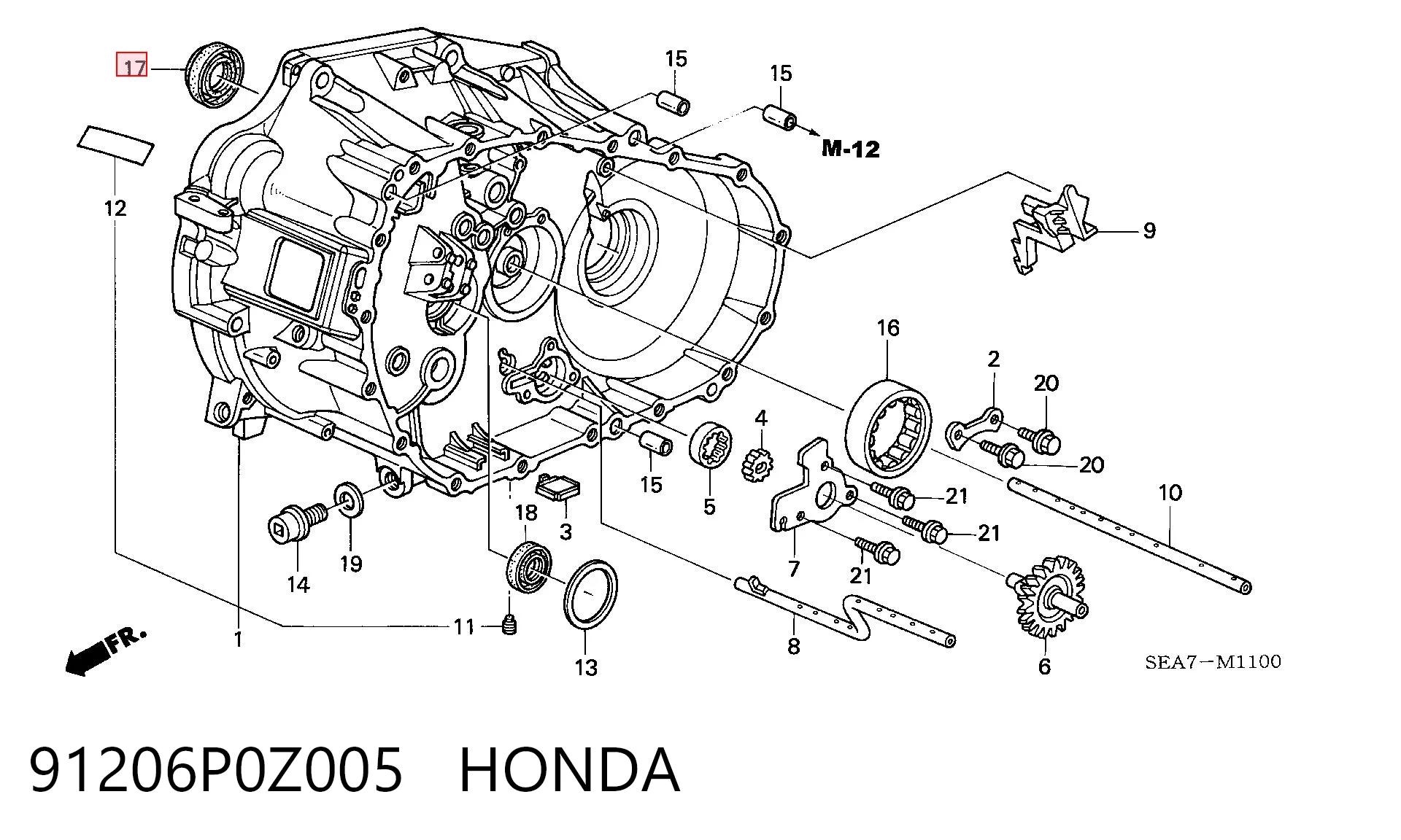 91206P0Z005 Honda Retén del semieje delantero derecho