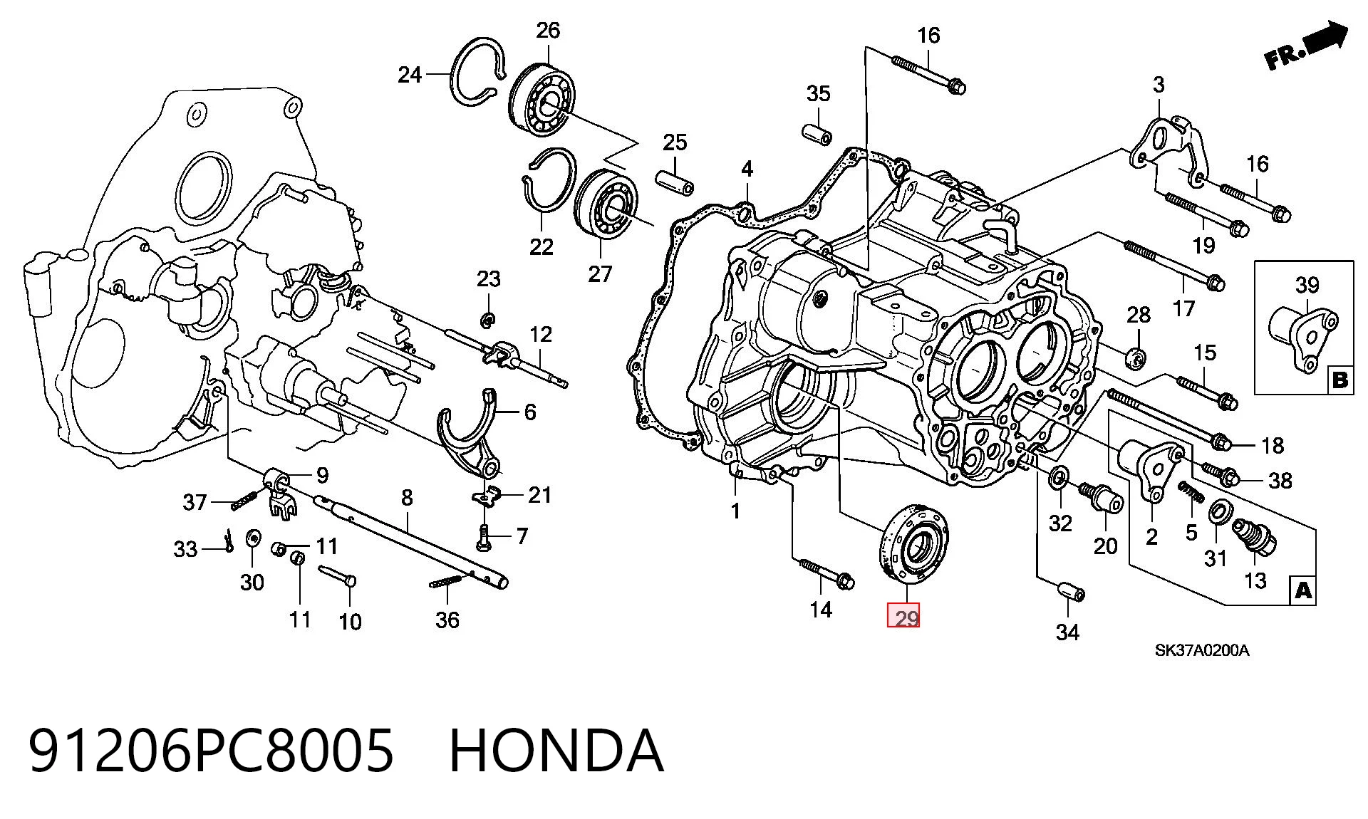 91206PC8005 Honda Retén del semieje delantero derecho