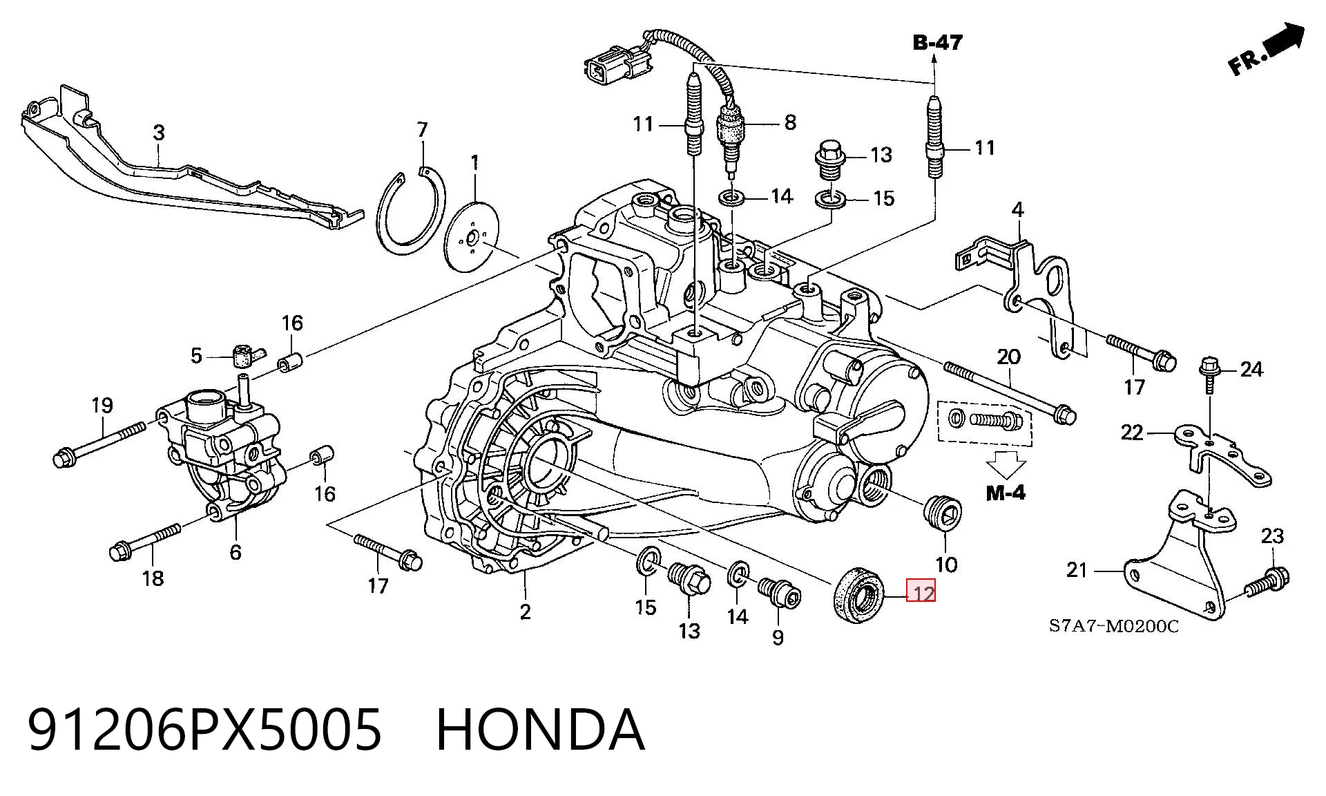 91206PX5005 Honda Retén del semieje delantero derecho