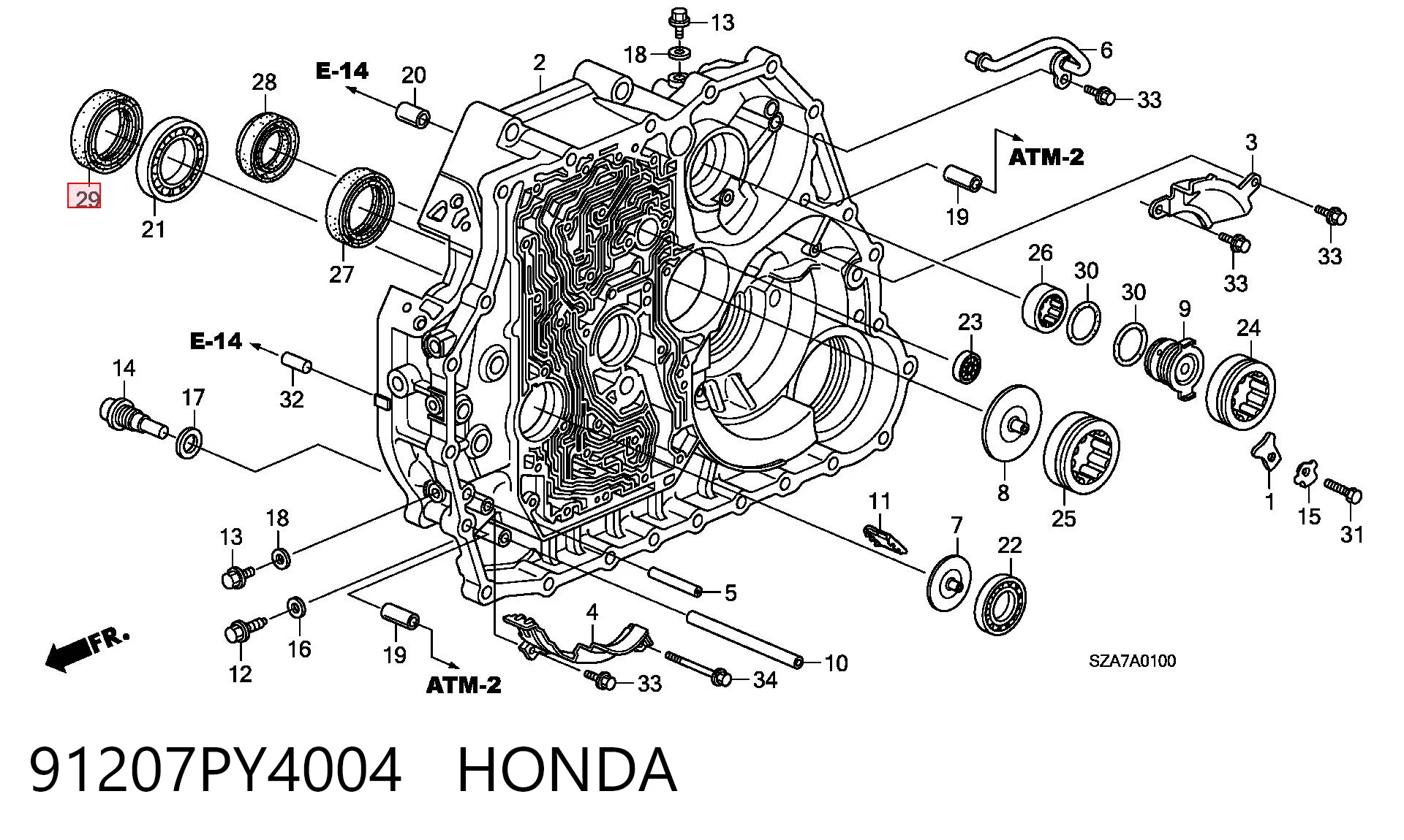 91207PY4004 Honda Retén del eje primario de la transmisión