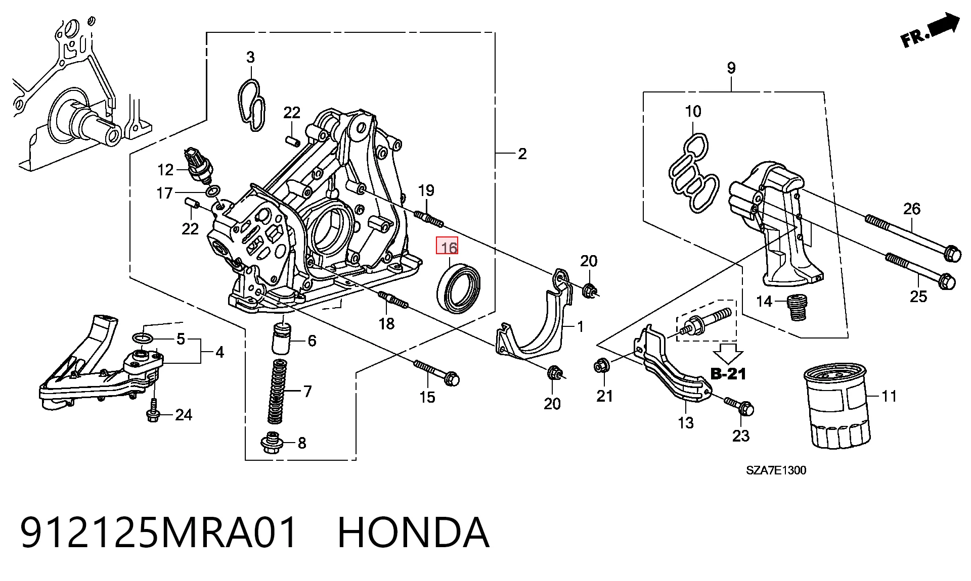 912125MRA01 Honda Retén del cigüeñal frontal
