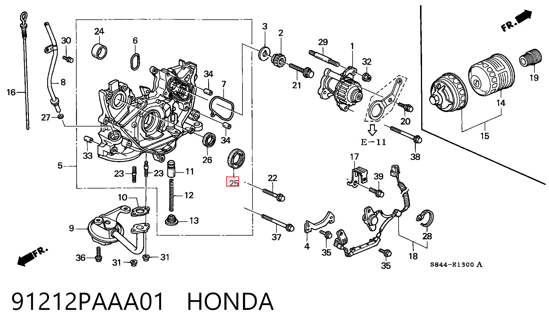Retén del cigüeñal frontal para Honda Accord IV CB3, CB7