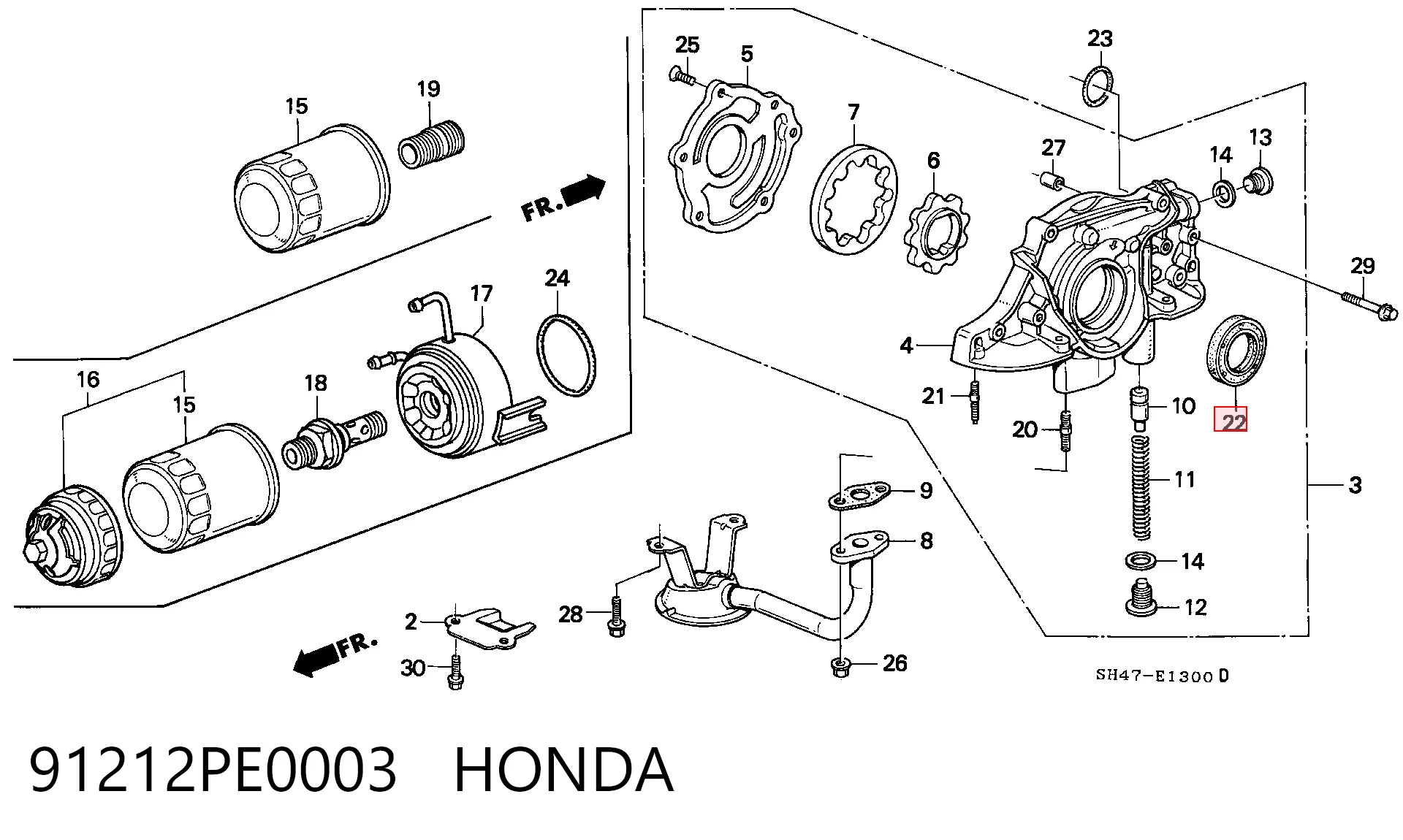 Retén del cigüeñal frontal para Honda Civic IV ED, EF