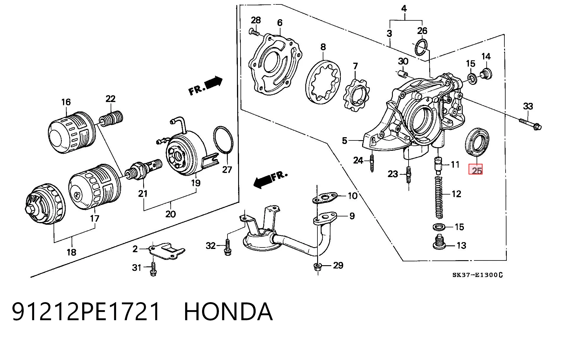 91212PE1721 Honda Retén del cigüeñal frontal
