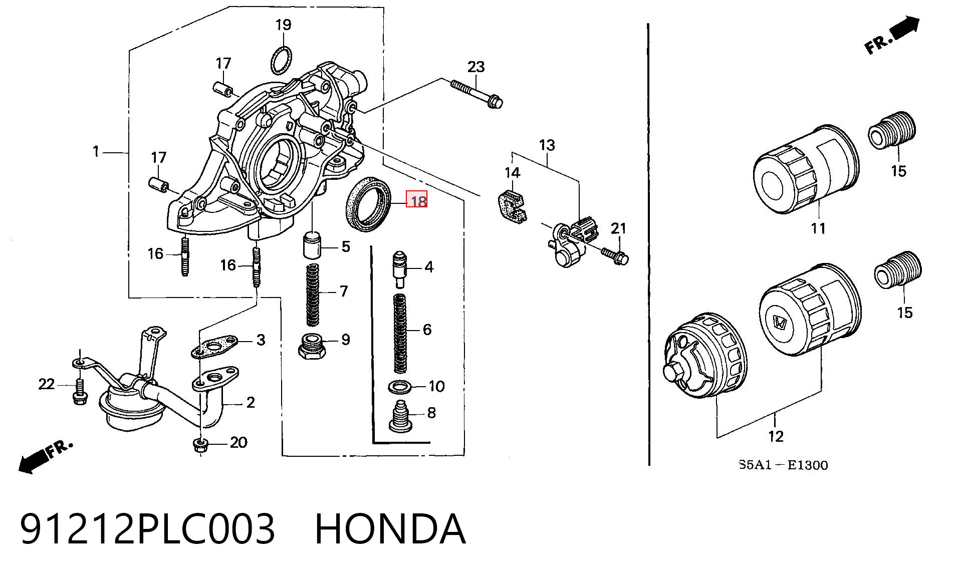 91212PLC003 Honda Retén del cigüeñal frontal